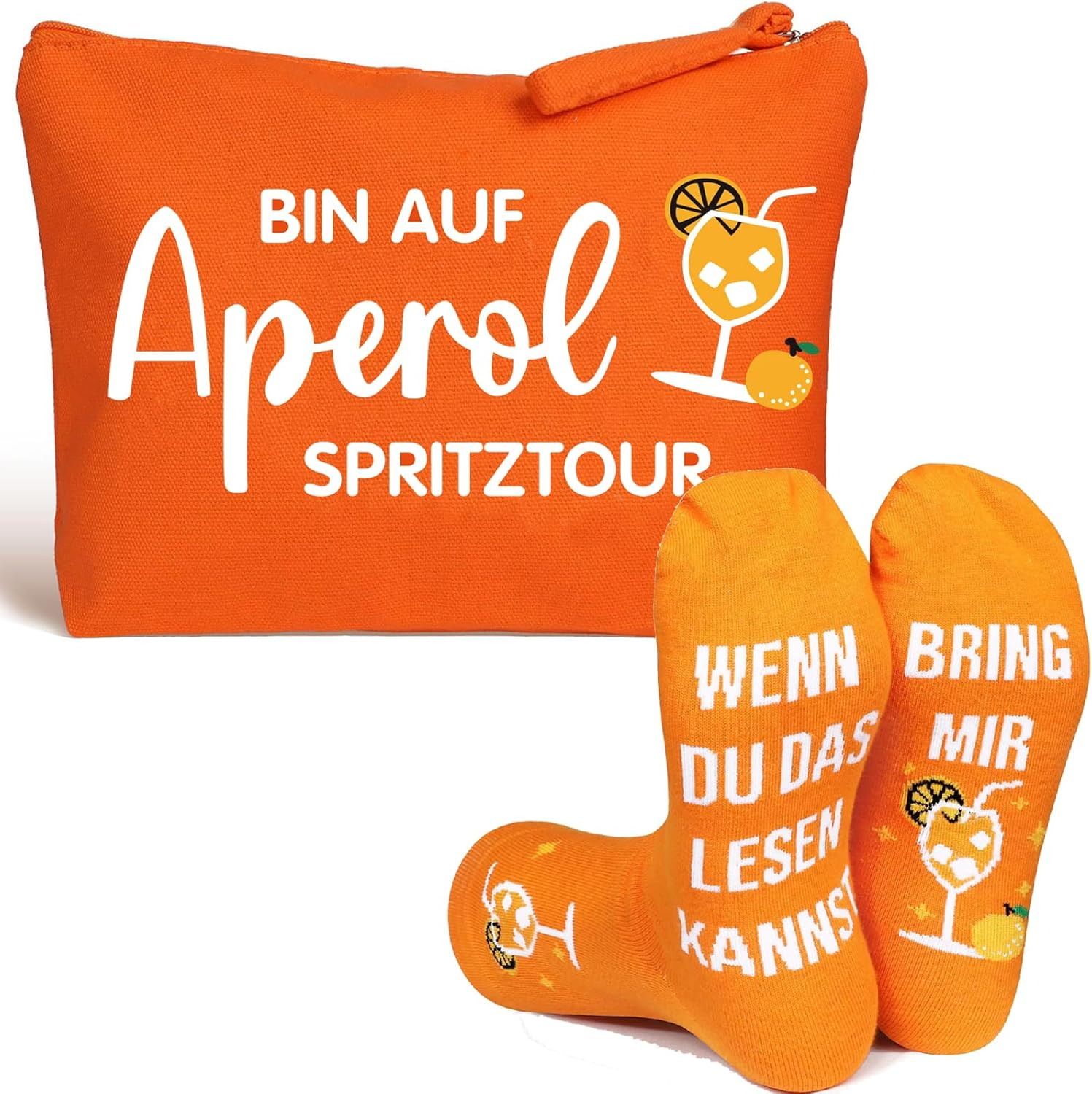 Boluoboluomi Aperol Gift, Aperol Travel Bags, Cosmetic Bag + Sock Set, Funny Birthday Gifts for Men and Women, Make up Bag, Travel Makeup Bag image number 3