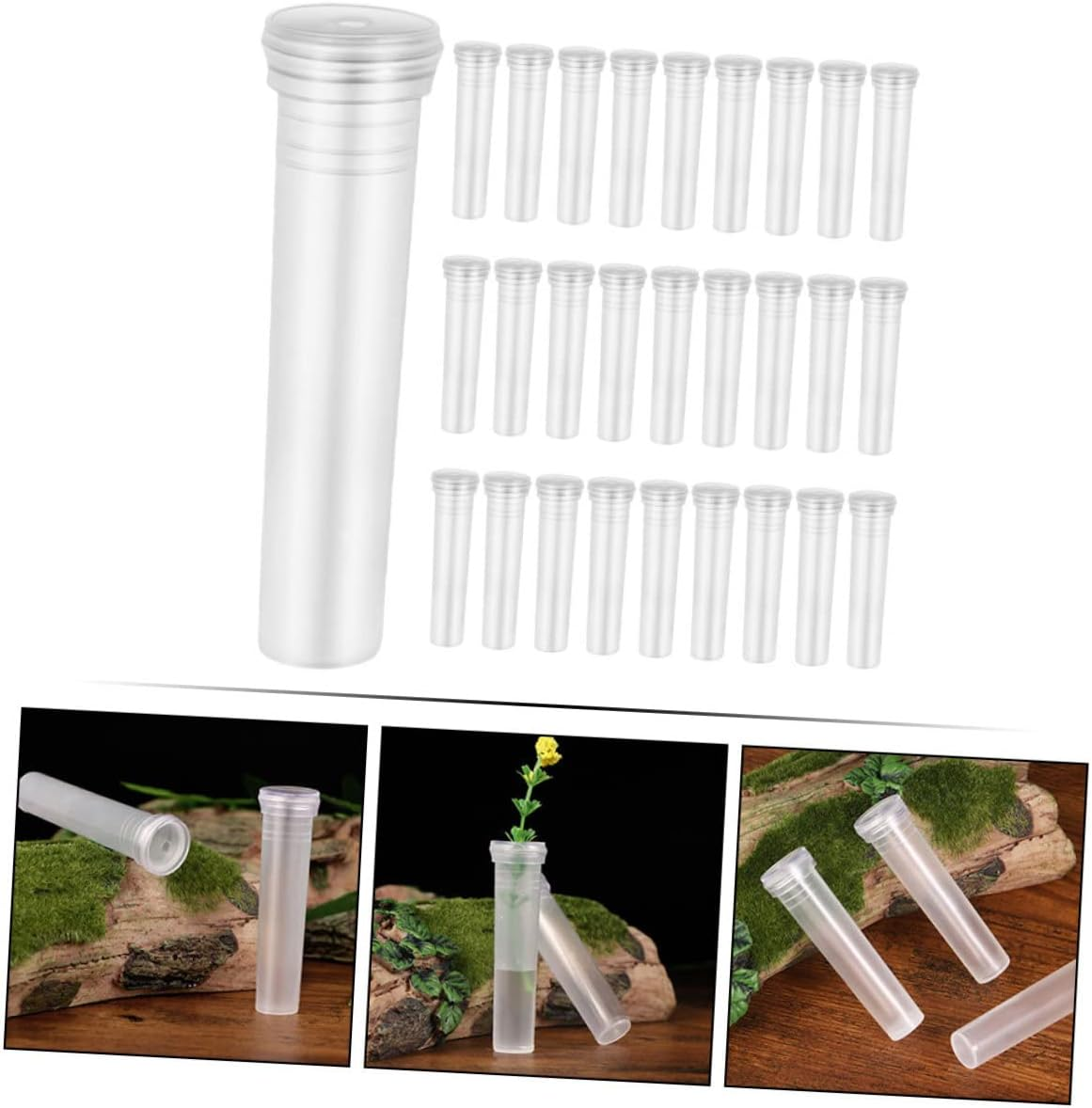 PLAFOPE 100Pcs Hydroponic Plant Tubes Small Flower Vases Food-Grade Plastic Tabletop Decorative Plant Supply for Home Office Gardening image number 5
