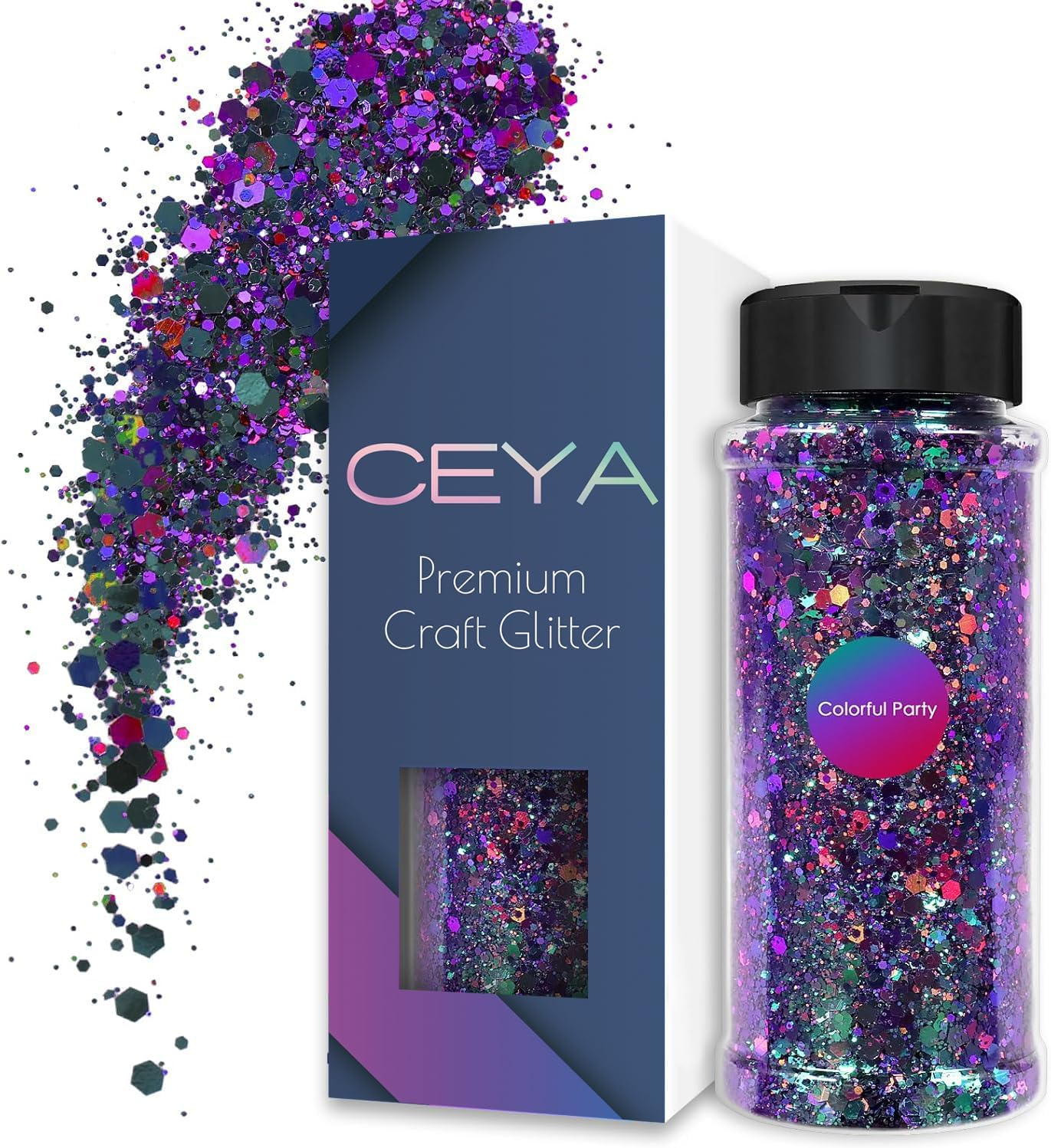 Ceya Chameleon Chunky Glitter, 3.5Oz/100G Mermaid Color Shift Craft Glitter Powder Color Changing Iridescent Flake Sequin for Epoxy Resin, Nail, Tumbler, Slime, Phone Case, Party Decor, Jewelry Making