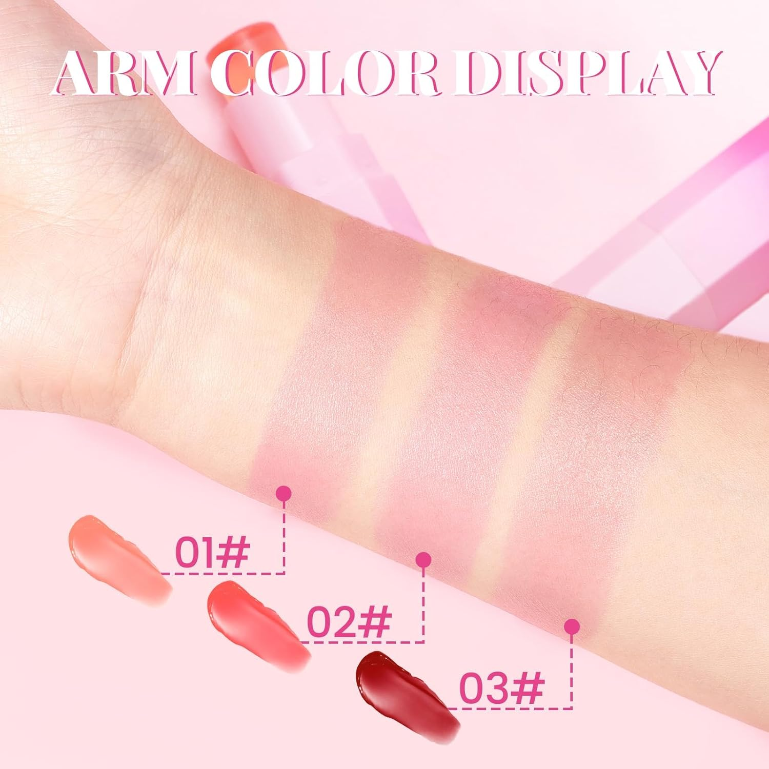 DAGEDA Jelly Blush Stick, High Pigmented Blush for Cheek with Nature Transparent Finish Blush Makeup, Buildable Long Lasting Moisturising Lip & Cheek Tint Blush - #03 - 01 image number 4