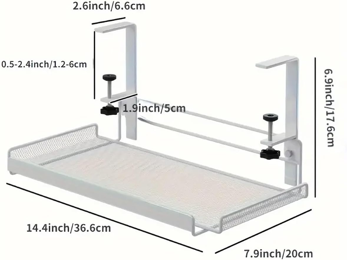AIMALL Adjustable under Desk Storage Shelf, Non-Perforated Wire Management Rack, 14.4X7.9 Inches, White Mesh, Ideal for Cable & Accessory Organization image number 1