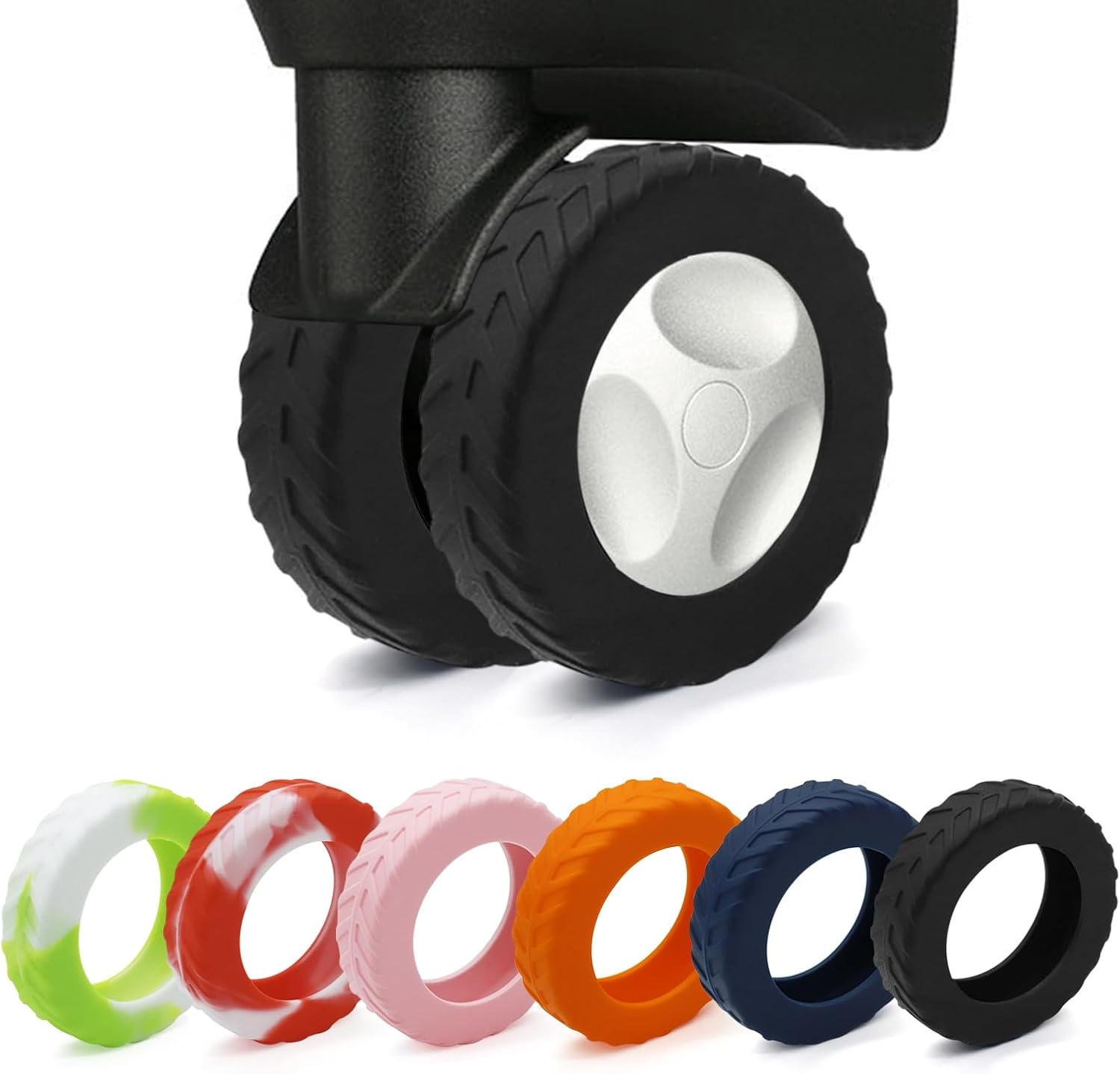 XYOFUN Luggage Compartment Wheel Protection Cover,Latest Upgrade Carry on Luggage Wheel Covers,Level 8 Travel Suitcase Wheel Cover,Anti Dust&Scratch Noise Reduction Wheels Protector(Dark Blue,8)