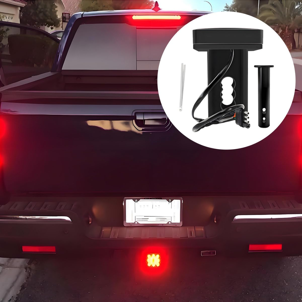 MUQIDA 15 LED Brake Light Trailer Hitch Cover, Super Bright Automotive Lens Square Tail Light, Waterproof Tow Hitch Brake Turn Lights Universal Fit 2" Receiver, Car Accessories
