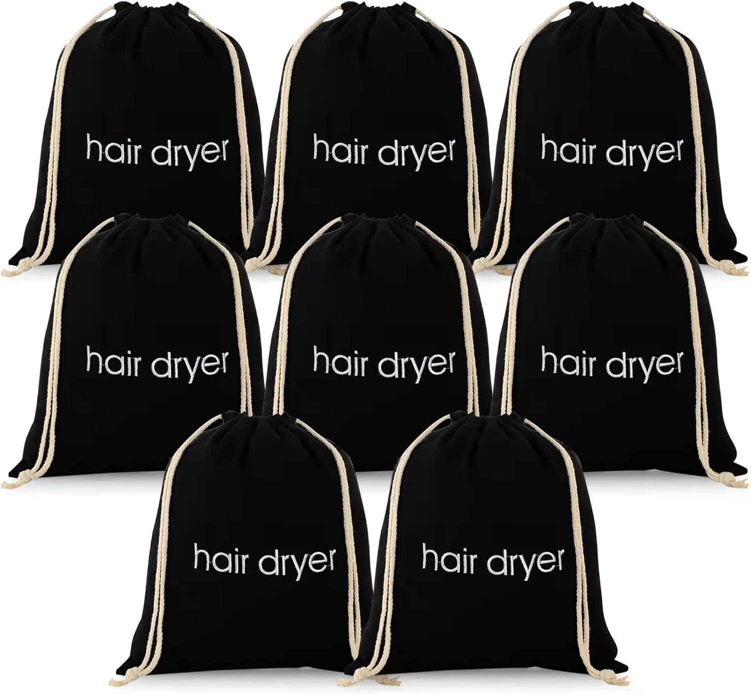 ERKXD 3 | 6 | 8 Pack Hair Dryer Bags Drawstring Bag Container Hairdryer Bag for Travel Bathroom (3 PCS, Black) image number 4