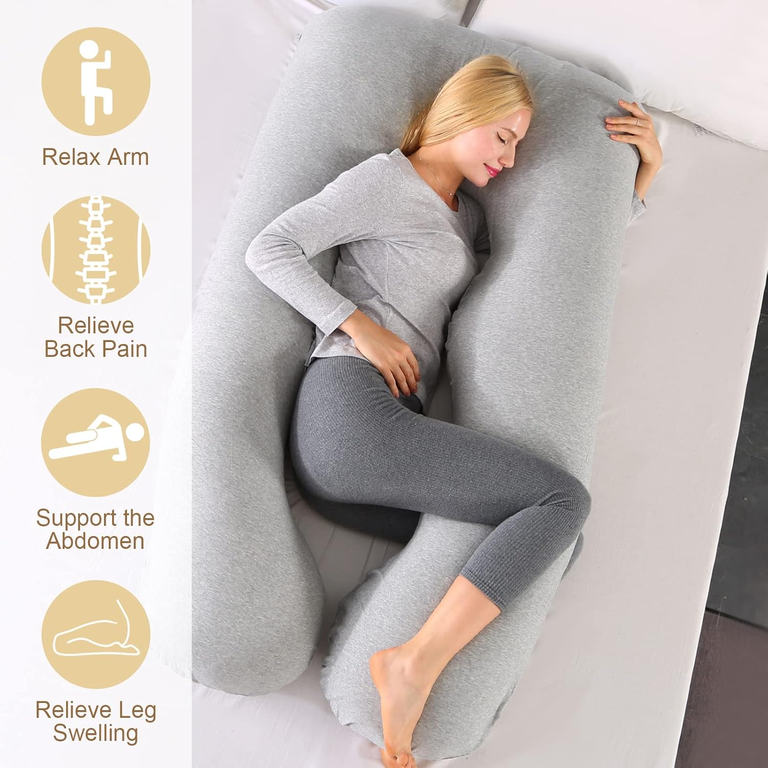 Advwin Maternity Pillow, Full Body Pregnancy Pillow, S-Shaped Maternity Pillow Support for Back, Legs, Neck, HIPS, Breathable and Skin-Friendly Nursing Pillow with Removable Cover image number 2