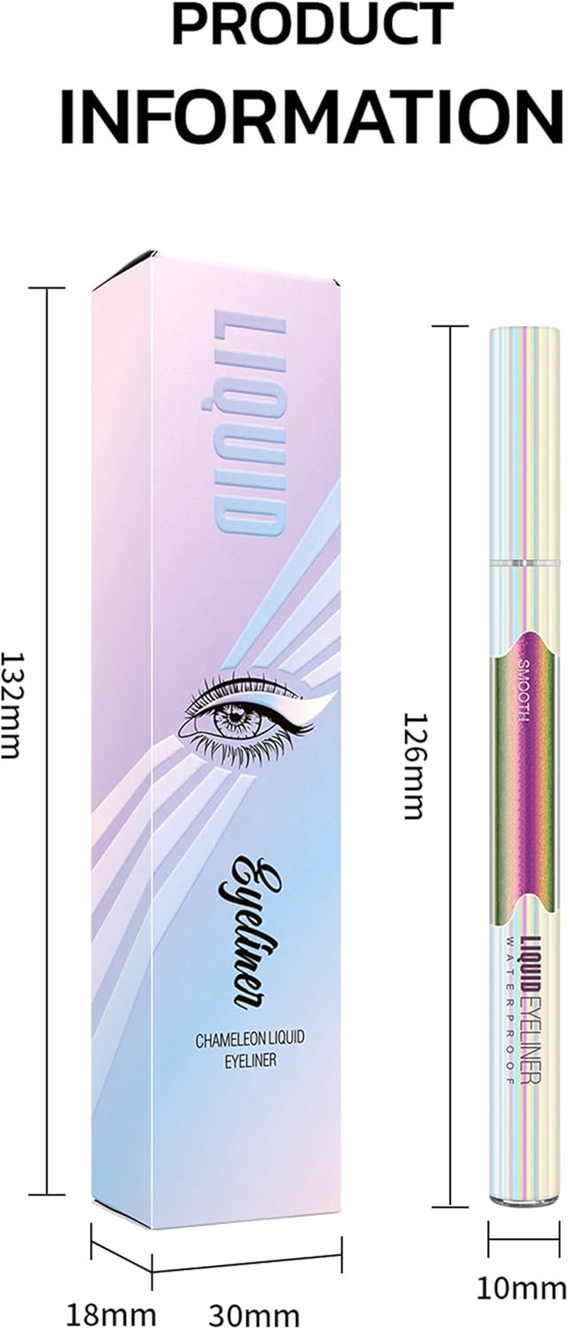 Erinde Chameleon Liquid Eyeliner Pen, Liquid Glitter Eye Makeup, Highly Pigmented, Metallic Intense Multicolor Shifting Waterproof Eyeliner, Ultra-Fine Tip, Longwearing, Smudge-Proof #02 - 01Blue image number 5