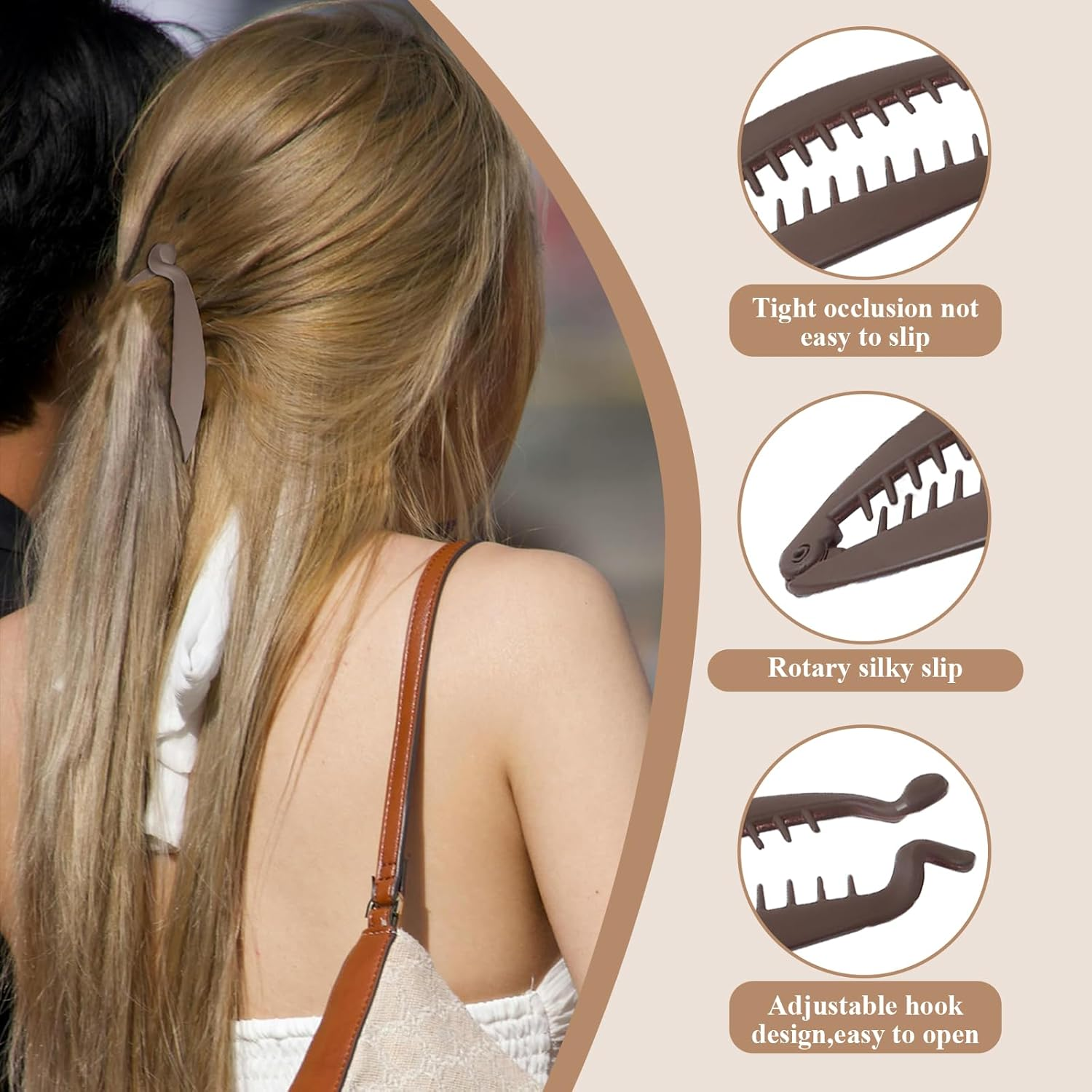 Evadollina Banana Clip, Set of 4 Banana Hair Clips, Hair Clips for Women Thin Hair, Banana Hair Clips for Women, Hair Clip, for Girls and Women, Christmas Gifts image number 6