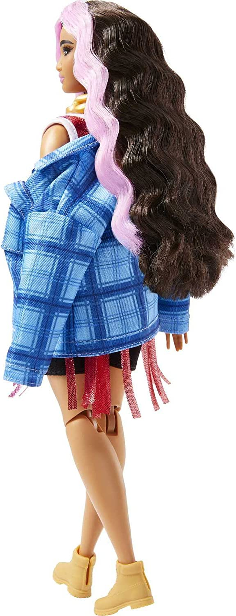 Barbie Dolls and Accessories, Extra Fashion Doll, Pink-Streaked Crimped Hair, Pet Corgi, Jersey Dress, Toys and Gifts for Kids image number 5