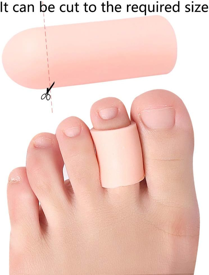 Toe Cushion Tubes Sleeves Soft Gel Corn Pads Protectors for Friction Pain Relief Foot Care Tool Finger Protect (Large X 4Pcs+Small X 4Pcs, Beige) - Beige image number 3