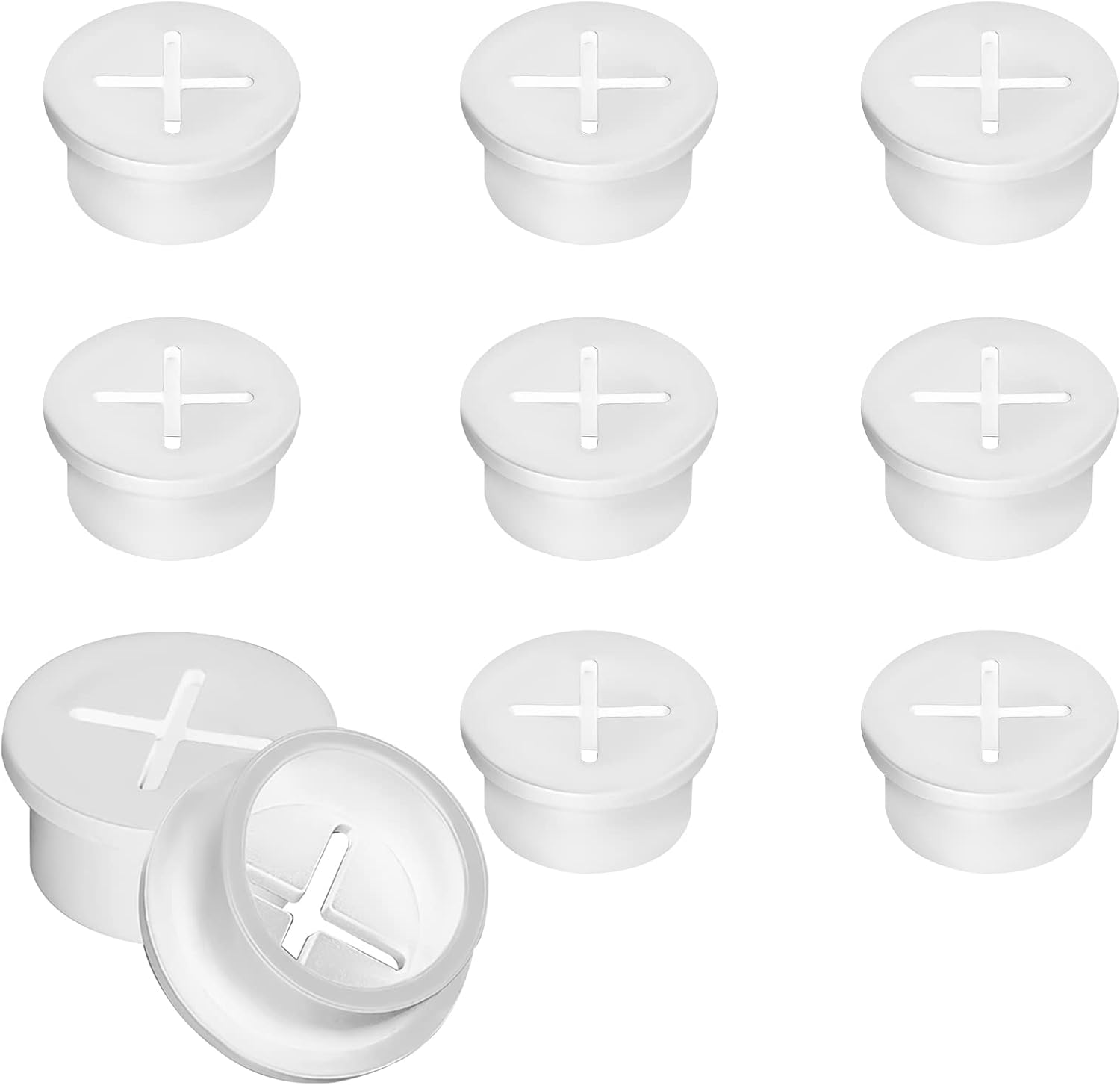 SAVITA 10Pcs Cable Cord Grommets 1 Inch, Rubber Wire Cable Grommet Hole Cover Cords and Cables Organizer Cross Hollow Style Wire Holders for Desk Office Home School Computer (Black)