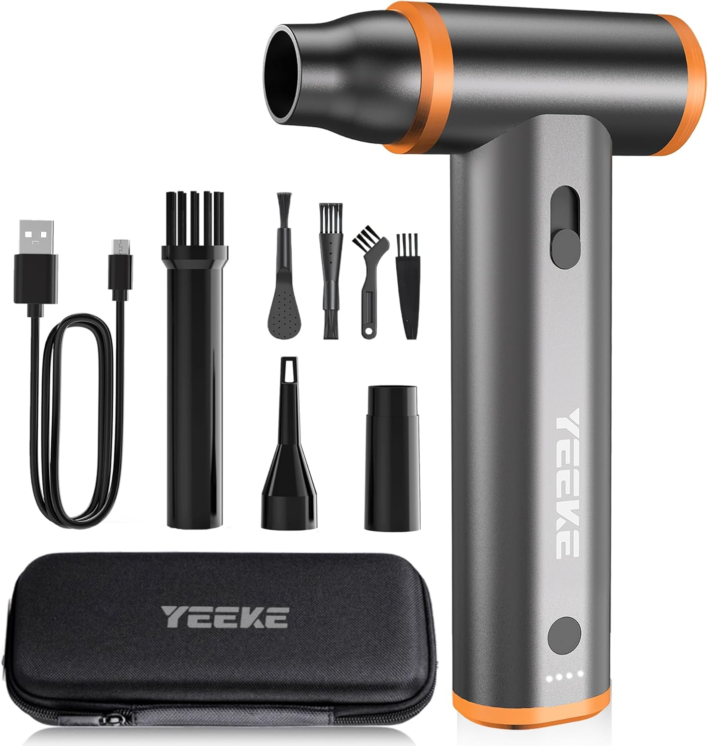 Yeeke Compressed Air Duster - Aluminum Alloy, Air Blower 180000 RPM Super Power 8000Mah & Cordless Variable Speed Control, Electric Air Duster for PC, Car, Electronics, Outdoor & Home Cleaning