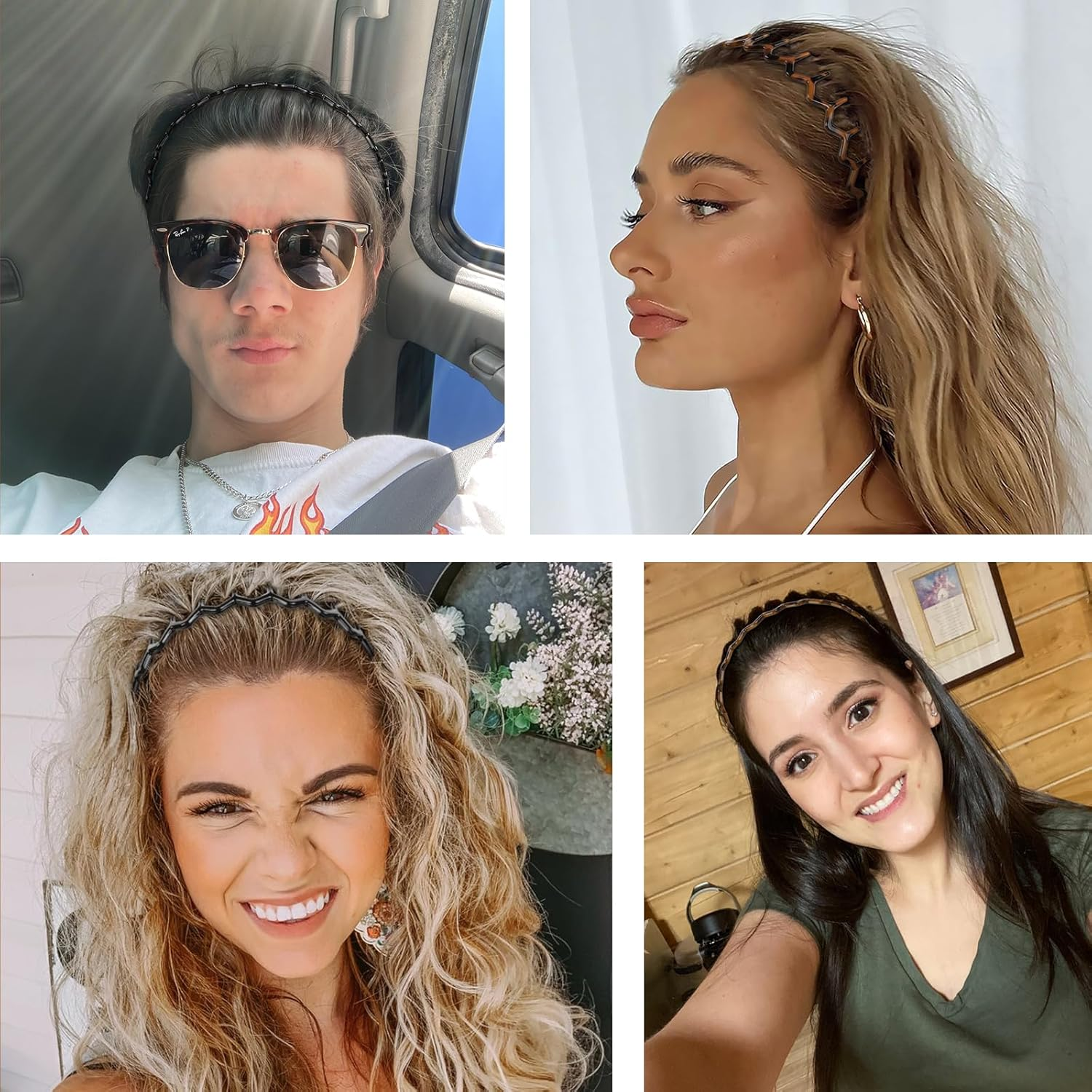 WOVOWOVO Zig Zag Headbands for Women, 2 Packs Plastic Headband with Teeth image number 6