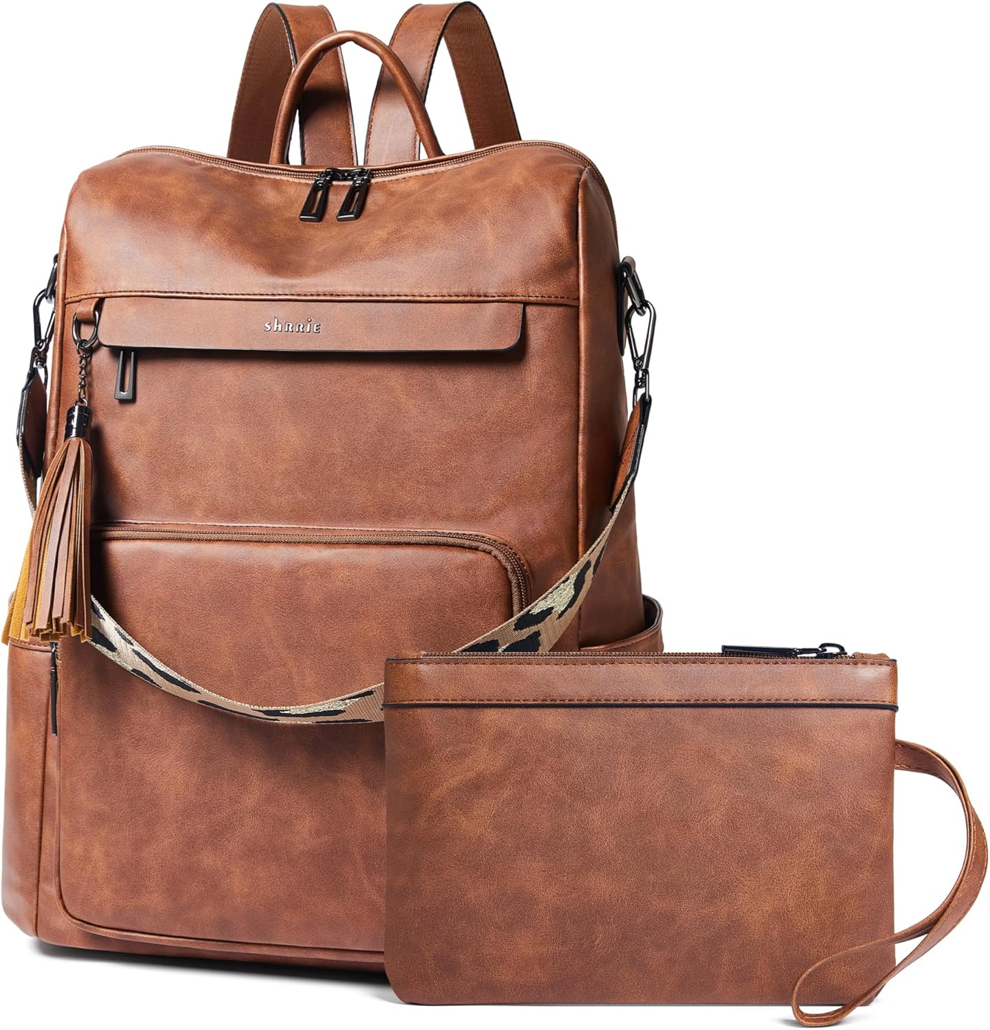 Shrrie Vegan Leather Backpack for Women Backpack Purse 15.6 Inch Womens Laptop Backpack for College Travel Work