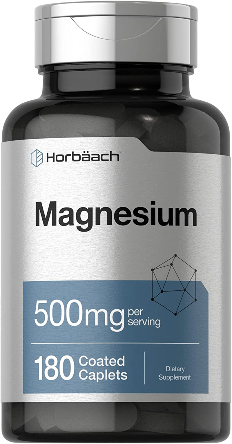 Magnesium 500Mg | 180 Caplets | as Magnesium Oxide | Vegetarian, Non-Gmo, and Gluten Free Supplement | by Horbaach image number 4