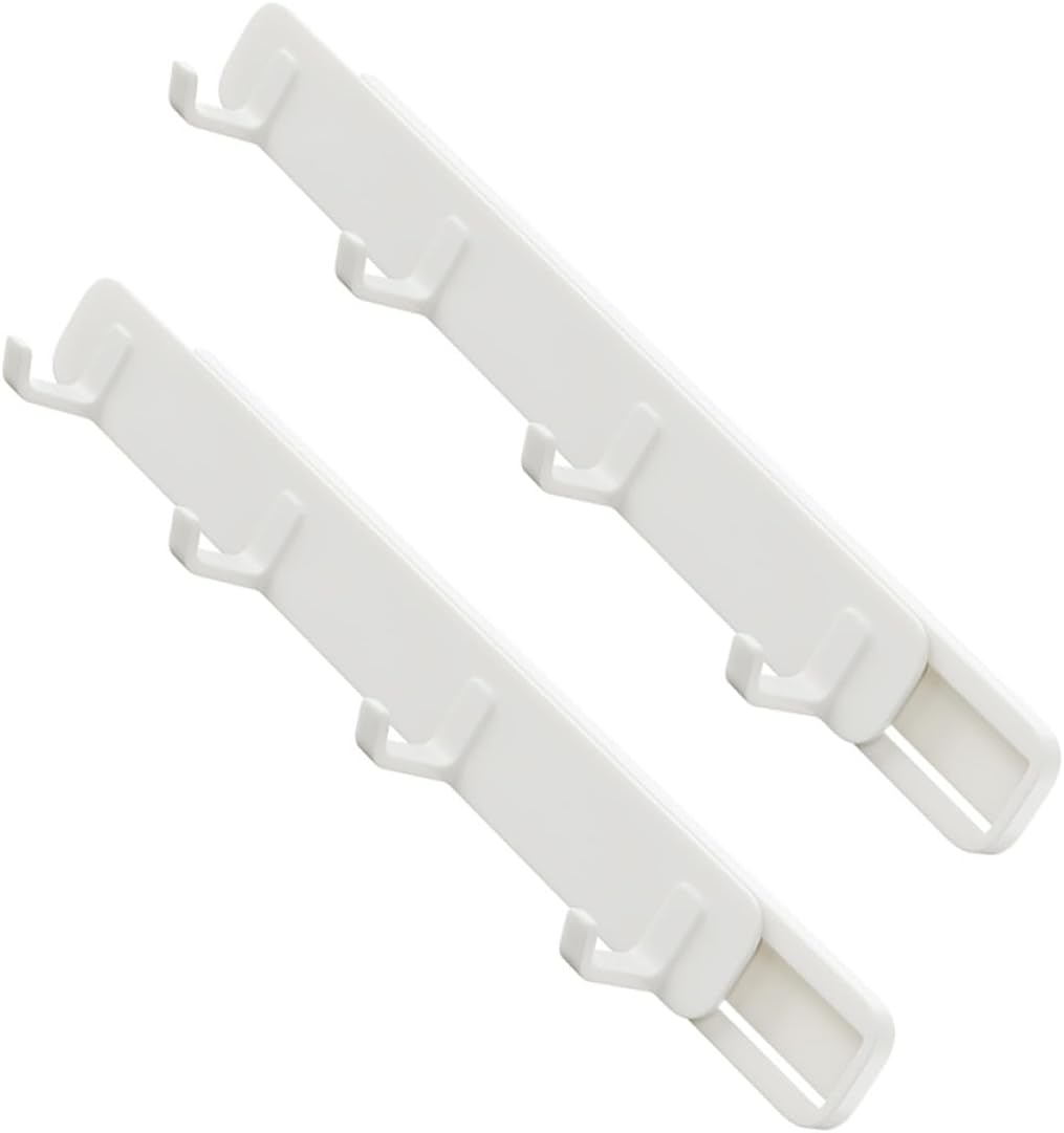 ABOOFAN 2Pcs Retractable Free Punch Wall Gaps Hooks White Kitchen Bathroom Hanging Row Hooks for Towel Coat Hat Storage image number 4