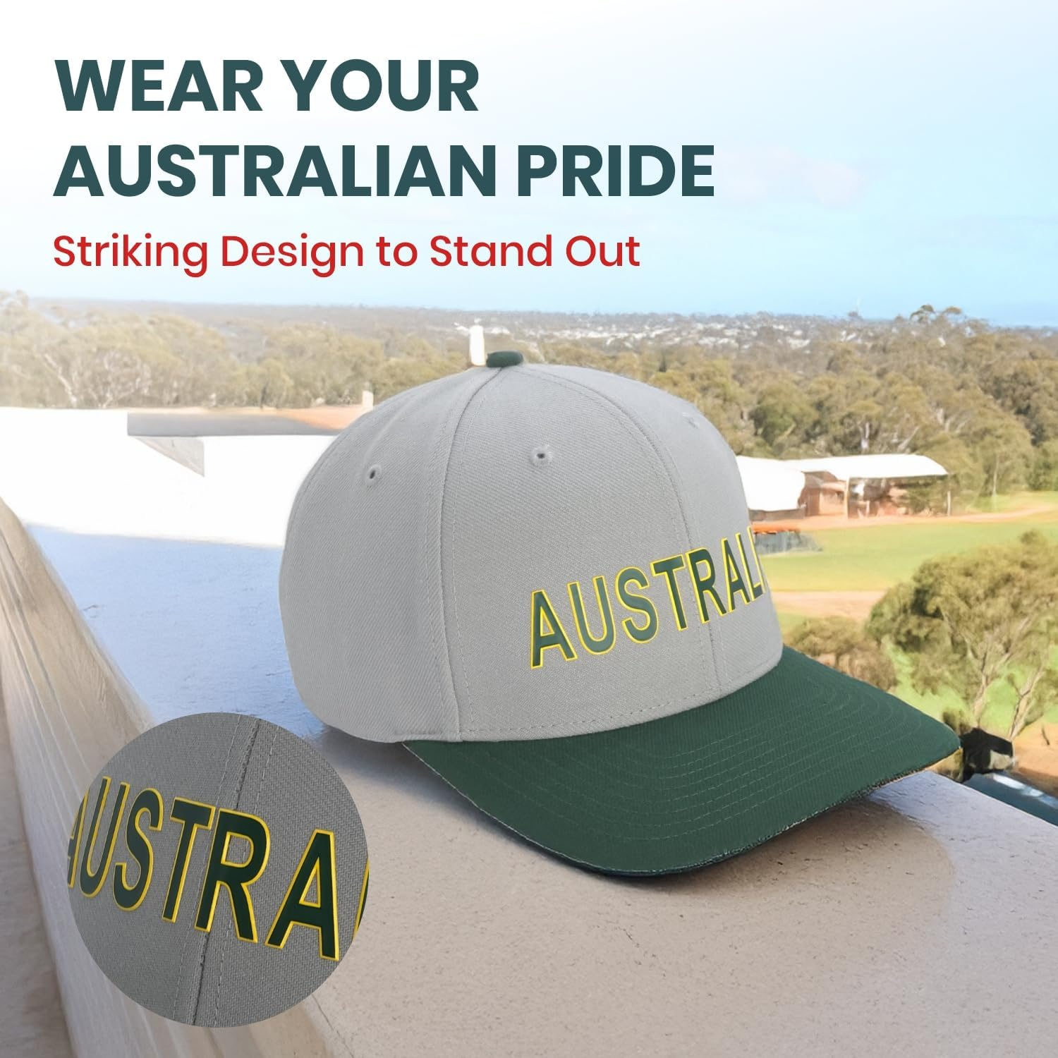 INTERSTATE Australia Supporter Cap, Richardson 514 Surge Adjustable Baseball Cap, 6-Panel, Precurved Bill, Adjustable Hook-And-Loop Closure, Surge Fabric, Grey Underbill - Grey image number 2