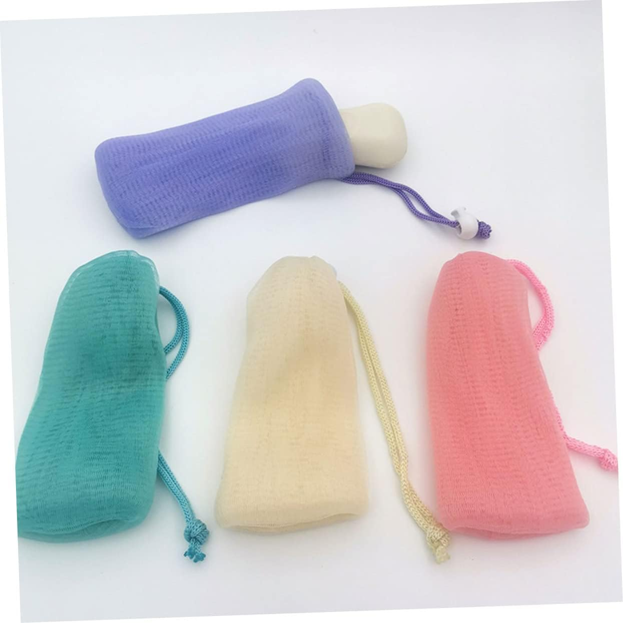 Beavorty 4Pcs Exfoliating Soap Pouch Mesh Travel Pouch for Bar Soap Bath Holder Portable Mesh Organiser Bags image number 4