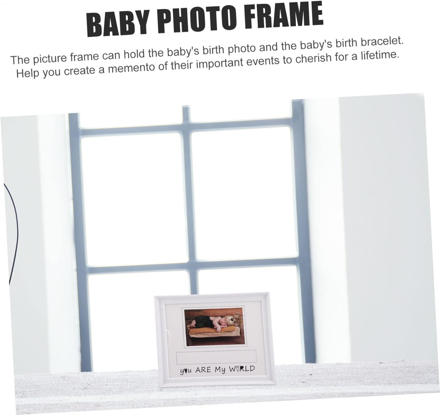 Yardwe 5Pcs Picture Frame with Birth Bracelet Holder White Newborn Keepsake Display Home Decor for Nursery Living Unique Shower Gift image number 1