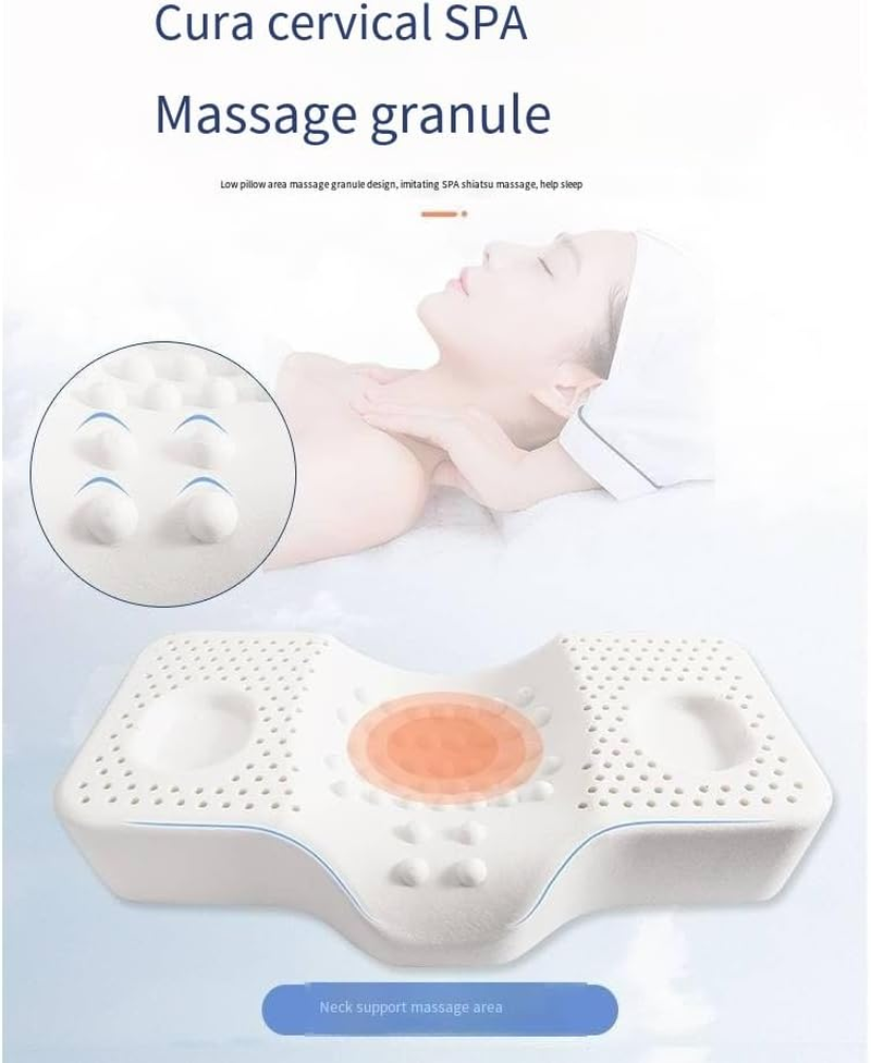 Cervical Orthopedic Latex Sleeping Pillow; for Neck, Shoulder, and Back Pain Relief; Helps Spinal Alignment; Back and Side Sleeping,Import from Thailand Neck Pillow,Specialty Medical Pillows image number 1