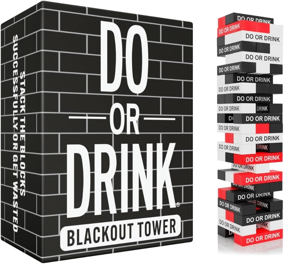 Do or Drink Blackout Tower Adult Party Drinking Game with 54 Blocks and Challenges