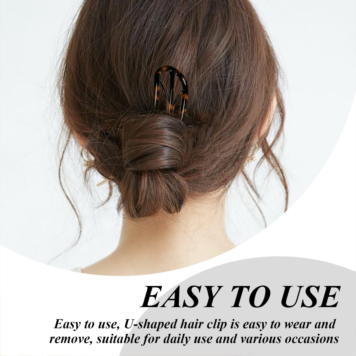 3 Pieces U-Shaped Hairpin, 3 Pieces Elastic Hair Rings, Simple and Fashionable Hair Accessories, French Hair Pin for Women, Creative Hairpin, Bun Styling Accessories image number 1