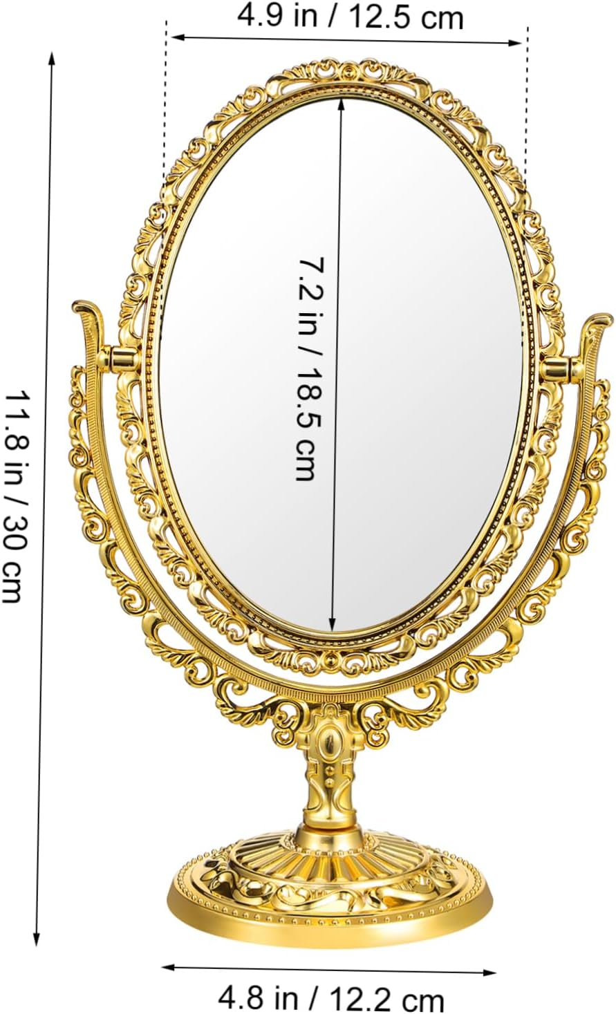 Baluue Plastic Glass Material Rotatable European Retro Dressing Vanity Mirror Double-Sided Makeup Mirror image number 6