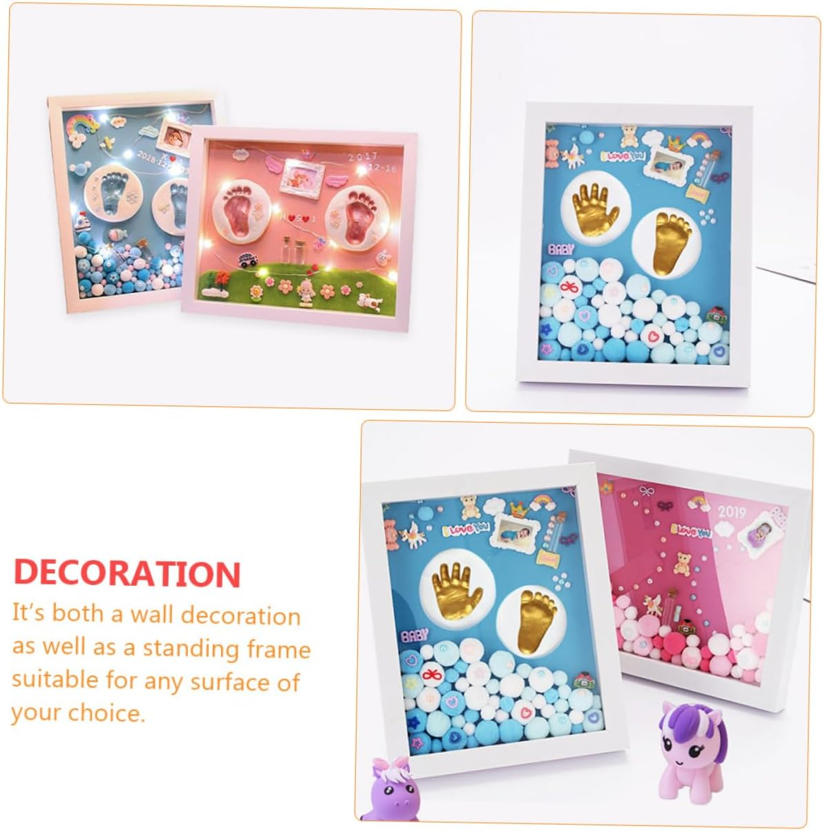 Newborn Handprint Footprint Photo Frame Inkless Print Kit Shower for Boy Girl image number 4