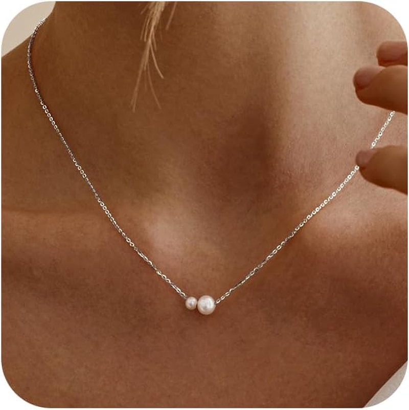 Gold Pearl Necklaces for Women Trendy 14K Gold Plated Dainty Necklace Simple Pearl Drop Single Charm Pendant Necklace Women'S Jewelry Best Friend Birthday Gifts Gold Jewelry for Women
