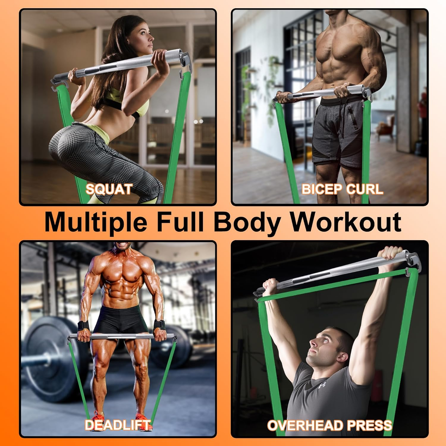 J Bryant Fitness Resistance Band Exercise Bar Large Hook Heavy Duty Bar image number 3