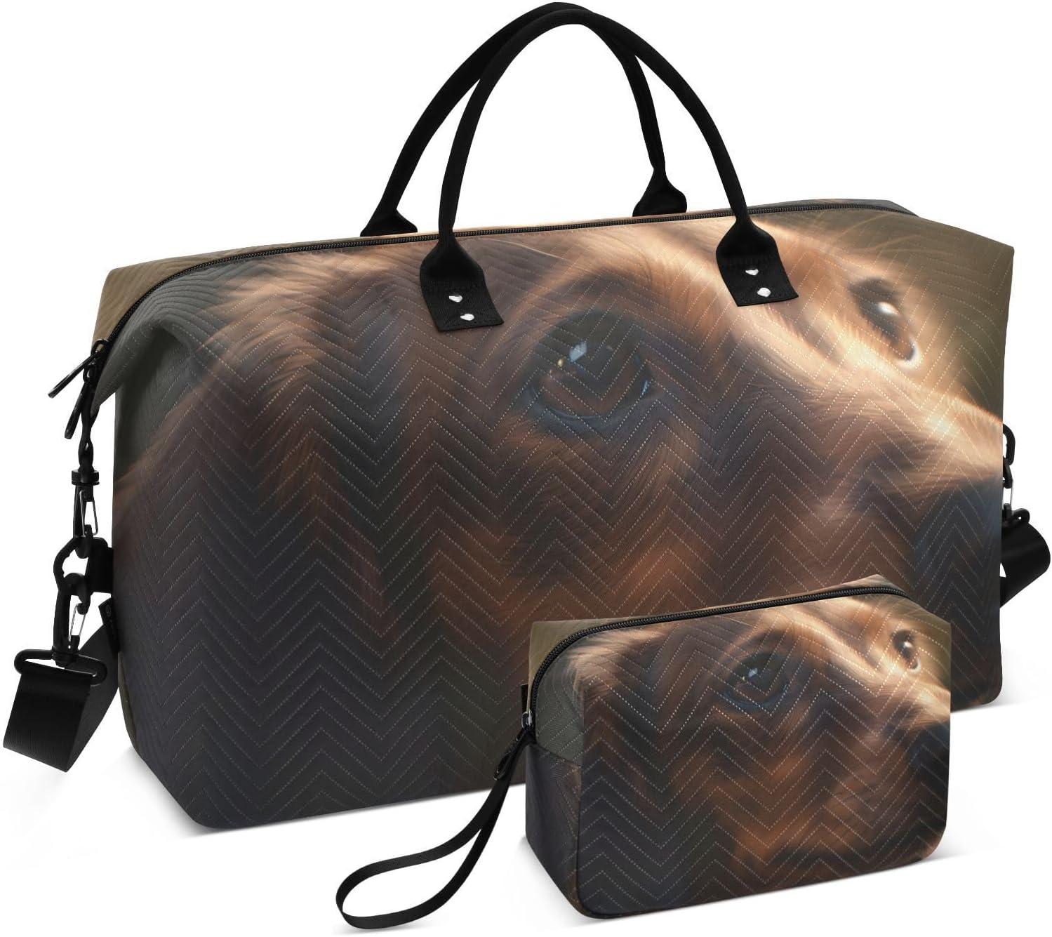 XYMZR Large Travel Duffel Bag, Beautiful Dachshund Sports Tote Gym Bag, Shoulder Weekender Overnight Bag for Women Men, Carry on Luggage with Toiletry Bags, Multi-Colored, Multi-Colored image number 3