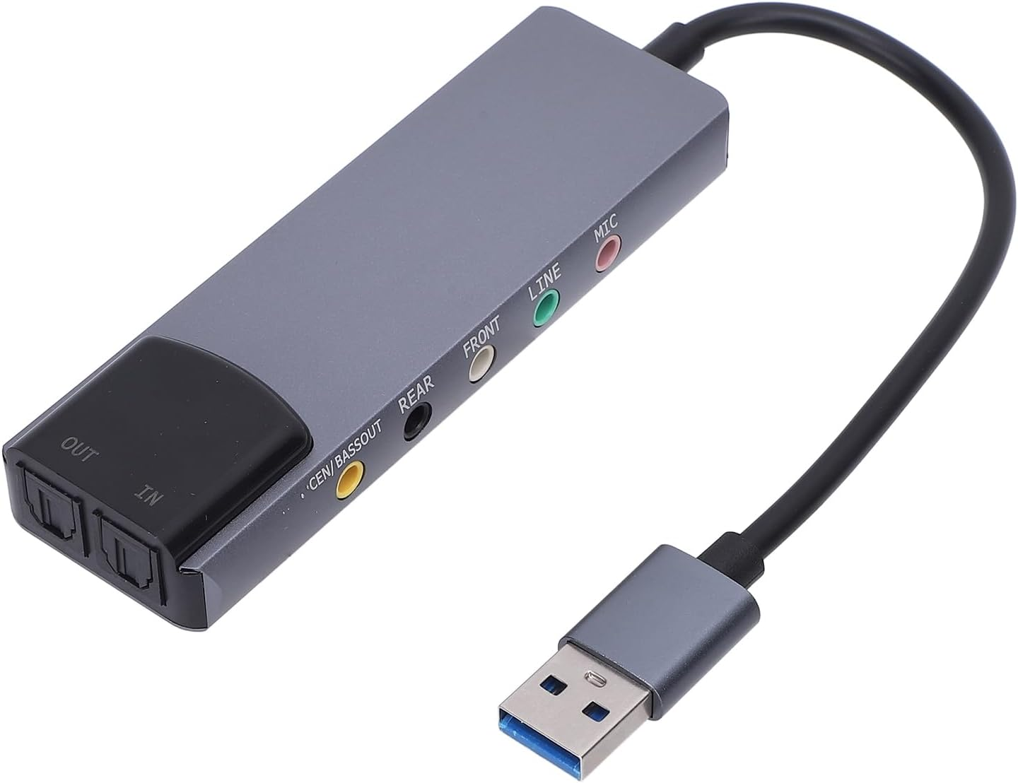 Jectse USB Sound Card Adapter, External Stereo Sound Card, 48Khz, 5.1 and 7.1 Channel, Support Optical Input Output, Cm6206Lx Noise Reduction Chip, CD Quality, Digital Recording image number 3