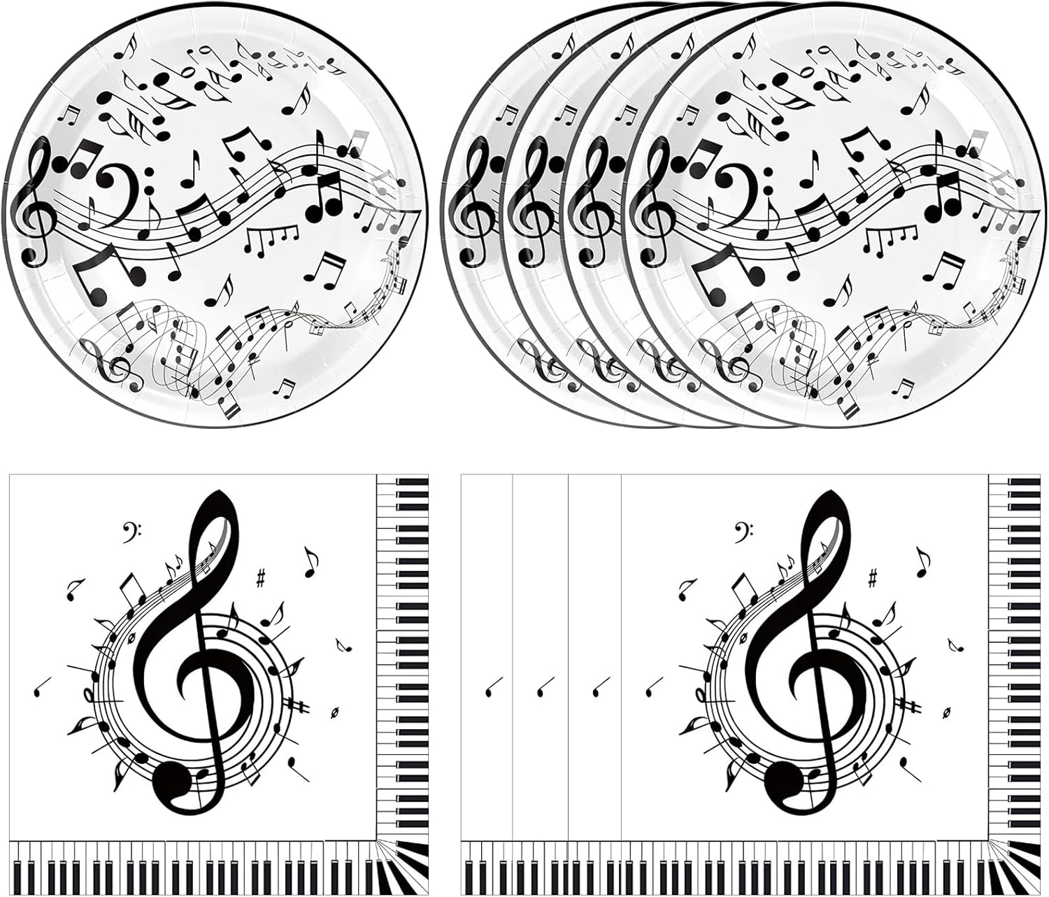40PCS Music Theme Party Decorations Musical Note Plates Napkins Music Notes Party Disposable Tableware for Wedding Baby Shower Birthday