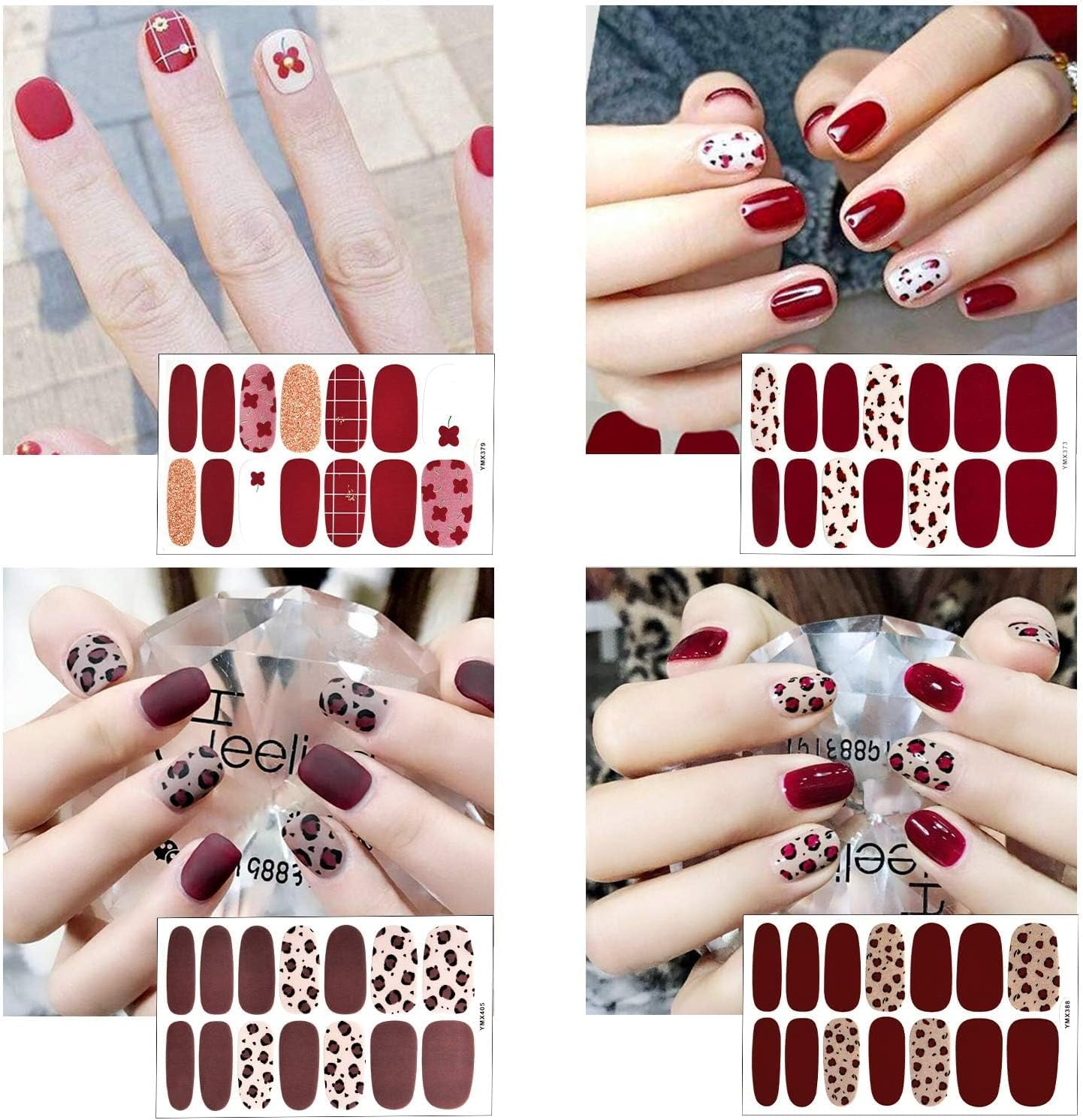 Kalolary Leopard Pattern Nail Wraps, 20 Self-Adhesive Sheets, Waterproof, Glossy, Crystal Embellishment, Adult Women'S Nail Stickers image number 2