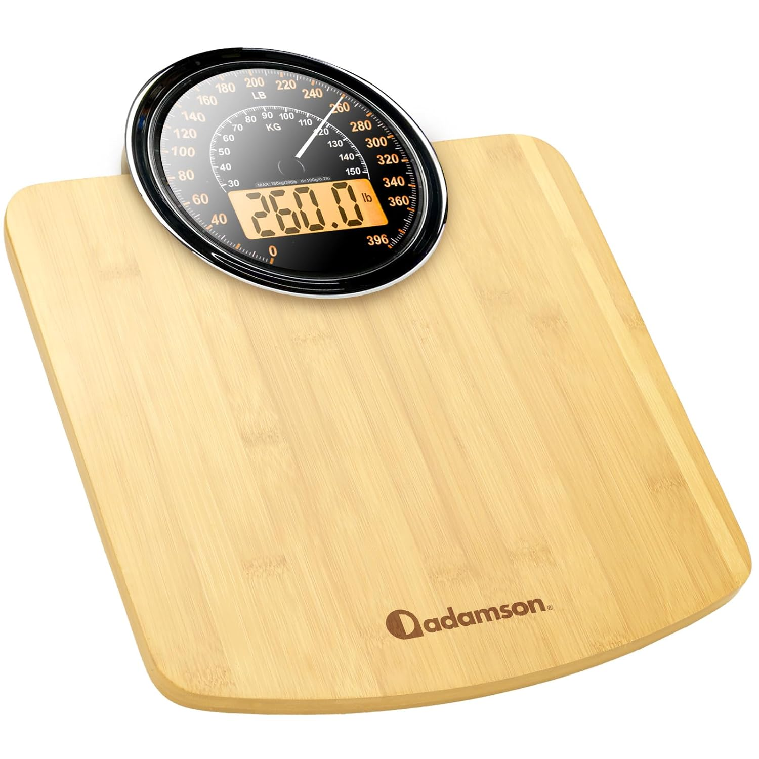 Adamson Hybrid 2-In-1 Analog & Digital Weighing Scale for Body Weight up to 400Lbs + Thick Tempered Glass + Extra Large Display + Easy to Read Digital Bathroom Scale + New Version - Wood image number 6