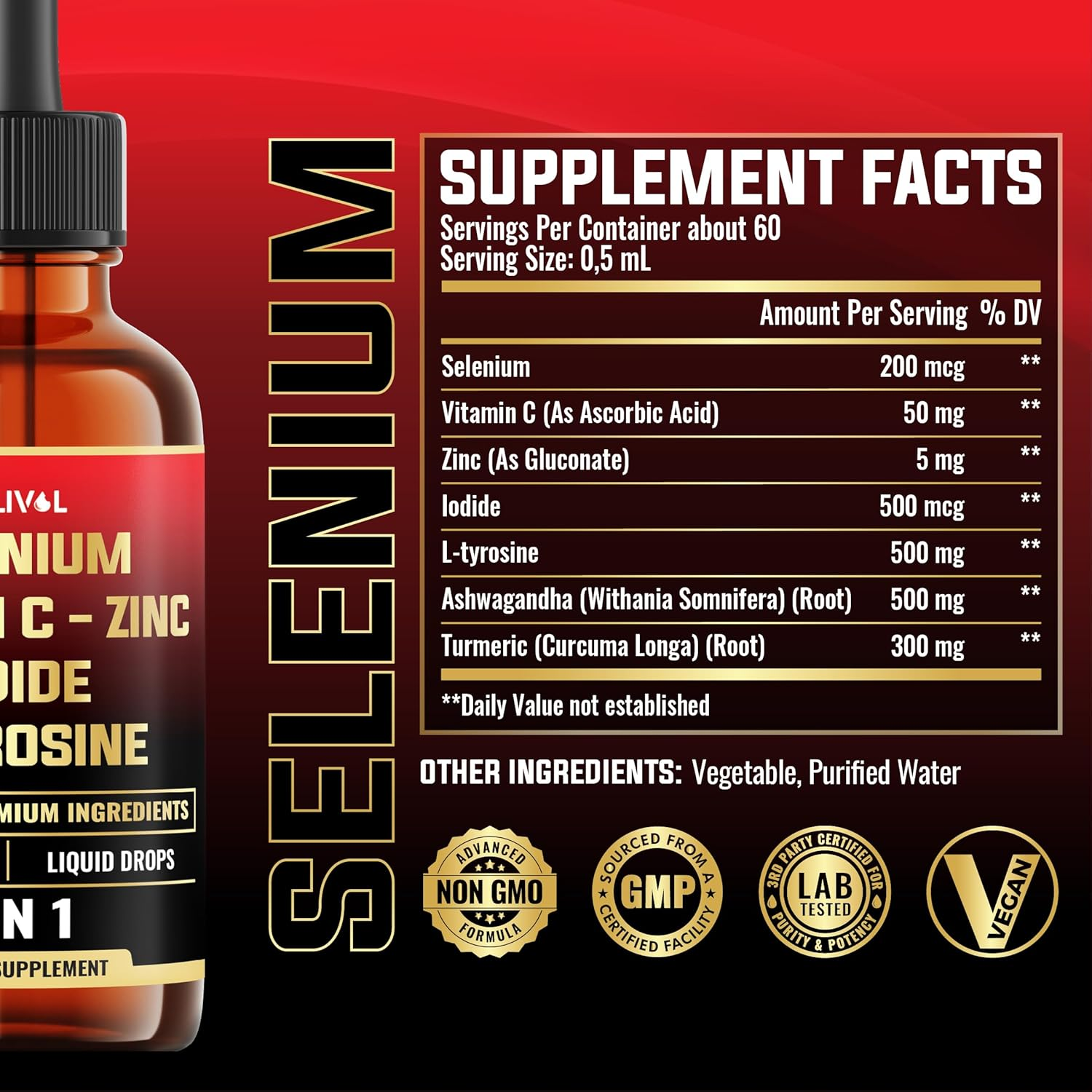7In1 Selenium Liquid Drops &ndash; 200Mcg Selenomethionine for Men & Women &ndash; Pure Thyroid Support Supplement &ndash; High Absorption Tincture &ndash; for Immune & Energy Support - 30Ml - 60 Day Support image number 5