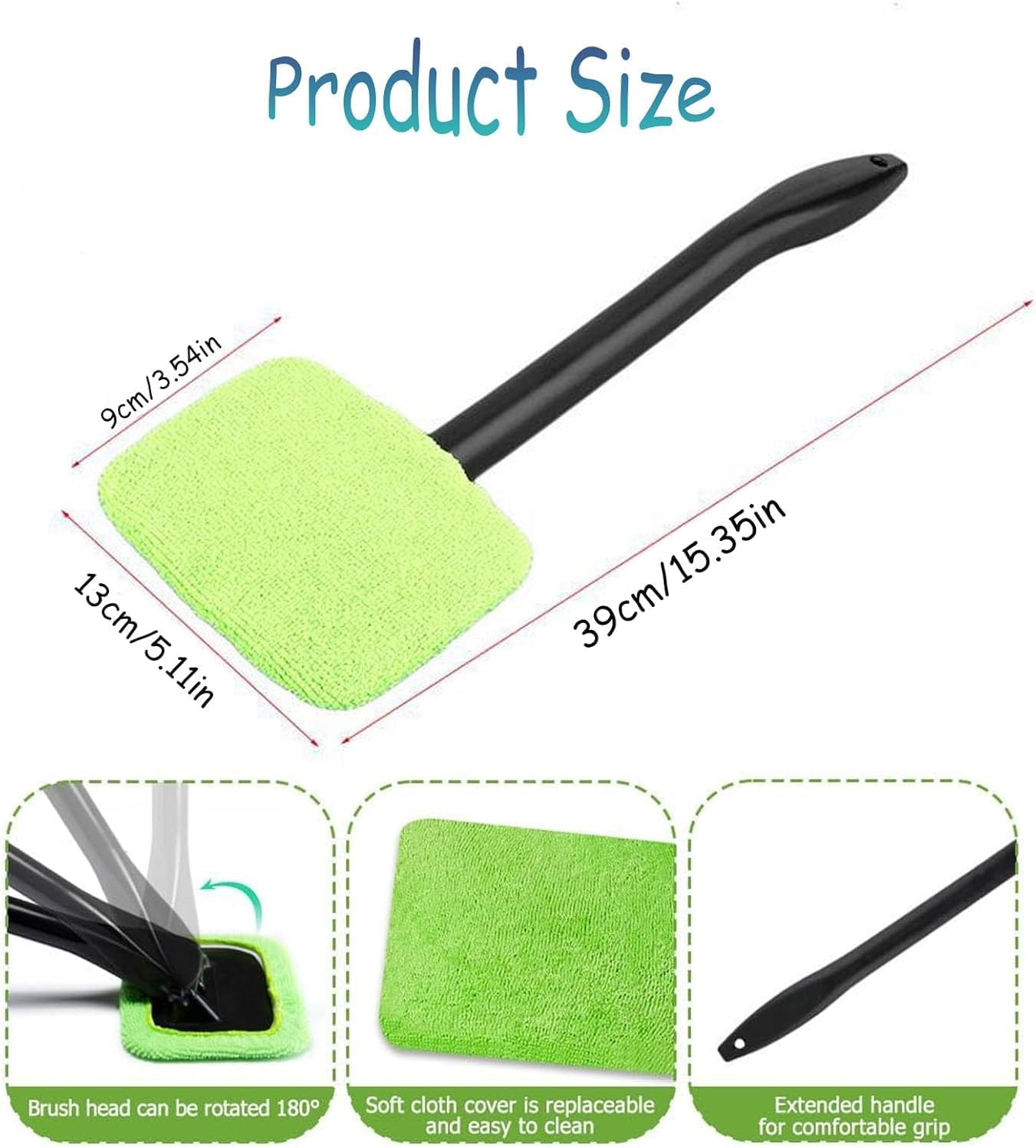 8Pcs Microfiber Car Window Cleaner Pads with 2 Handles,Car Windshield Cleaning Tool,Microfiber Car Window Cleaning Tool,Car Care Microfiber Cloths for Windshield Cleaner,Car Windshield Cleaning Tool image number 5