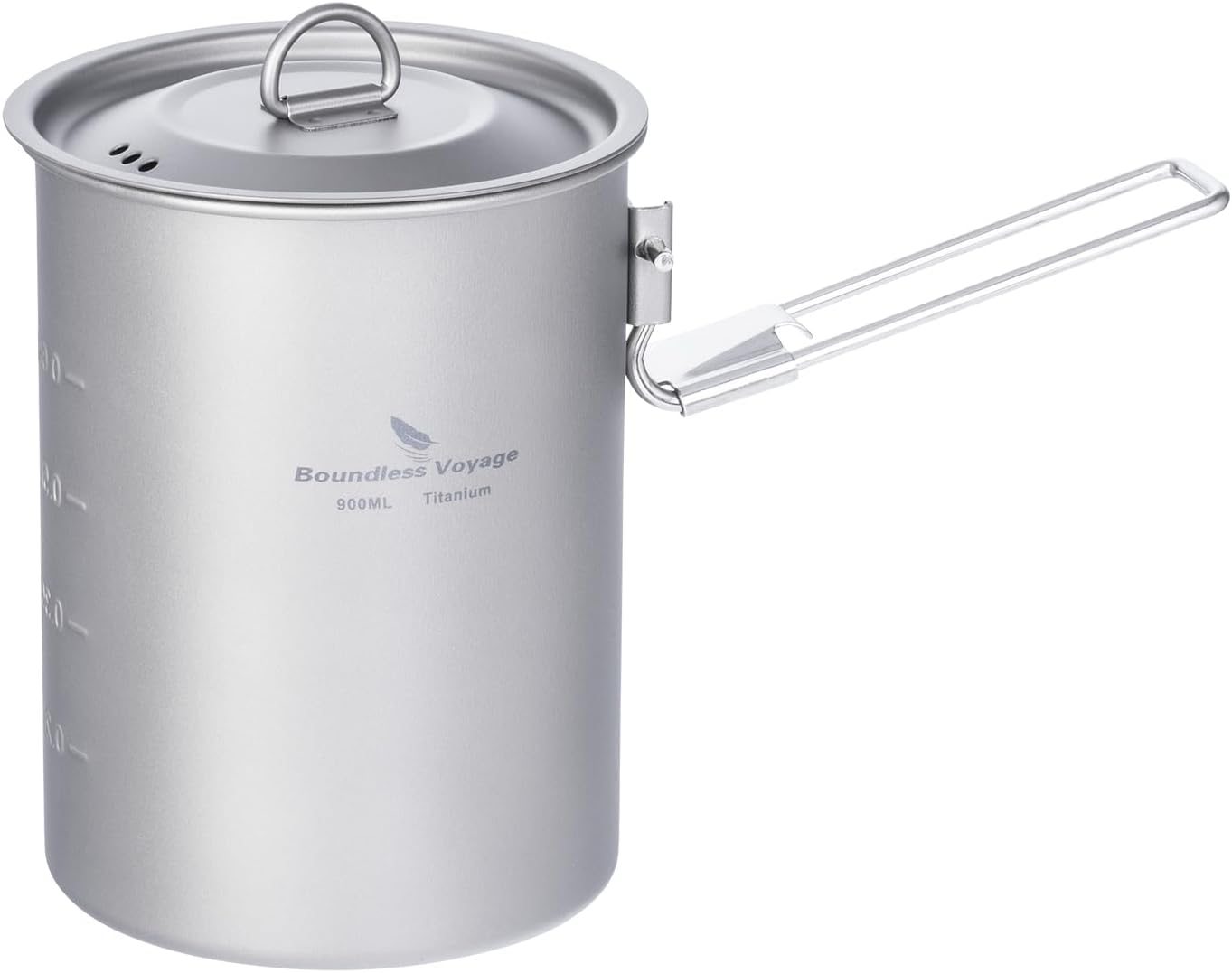 Boundless Voyage Camping Titanium Pot 900 Ml Outdoor Bowl Cupwith Lid Folding Handle Hiking Picnic Water Rice Food Cookware 2040C image number 2