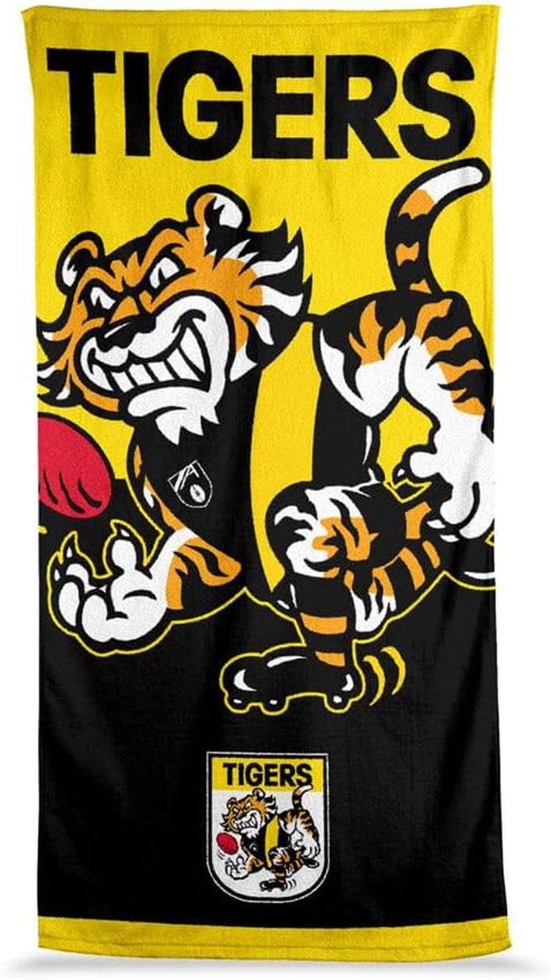 AFL Richmond Tigers Mascot Jumbo Beach Bath Towel, 90 X 170Cm