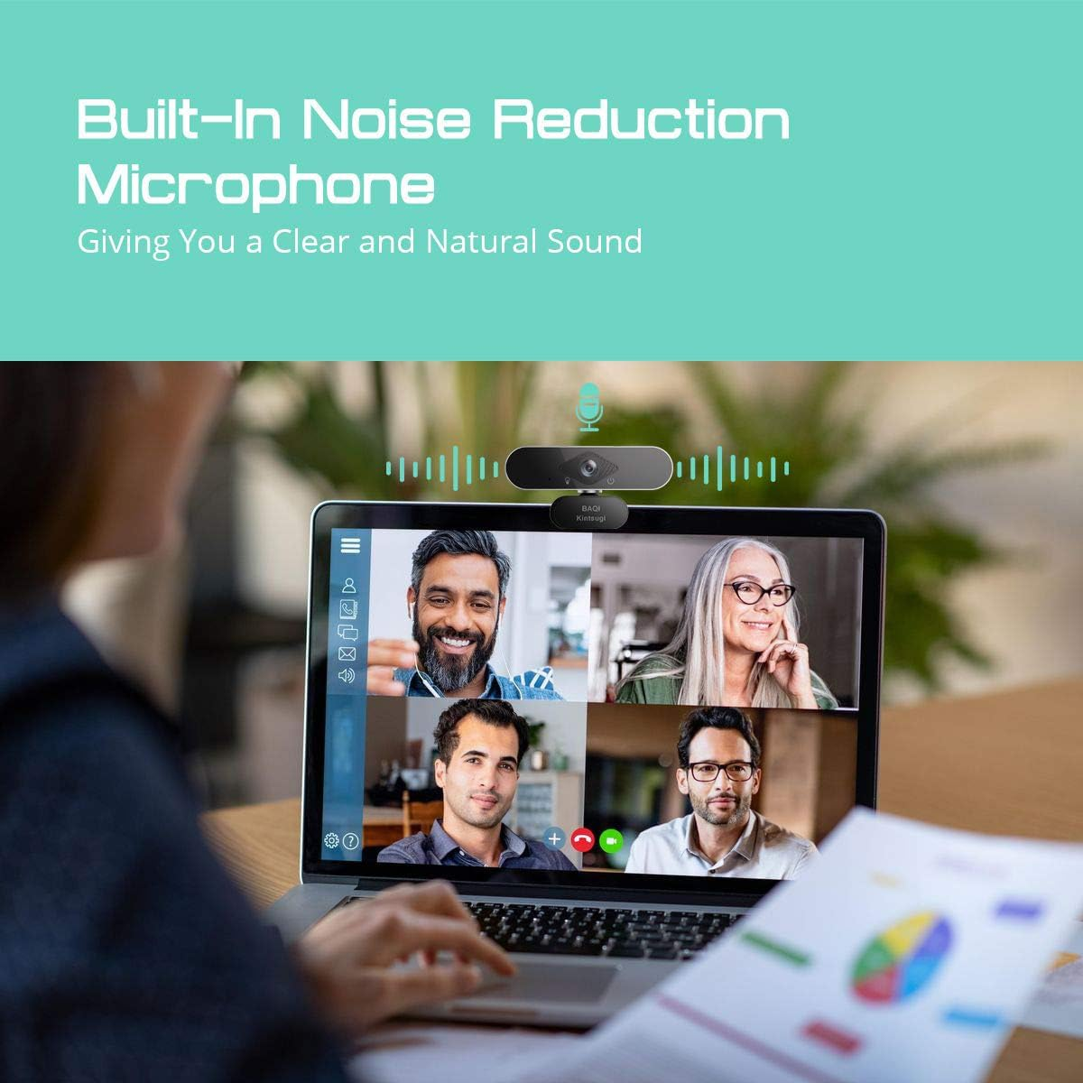 FHD 1080P Webcam with Microphone, AUTO Low Light Correction Webcam, Noise-Cancelling, Streaming Web Camera with Privacy Cover Laptop Macbook or Desktop Camera for Video Call/Zoom/Skype/Youtube image number 6