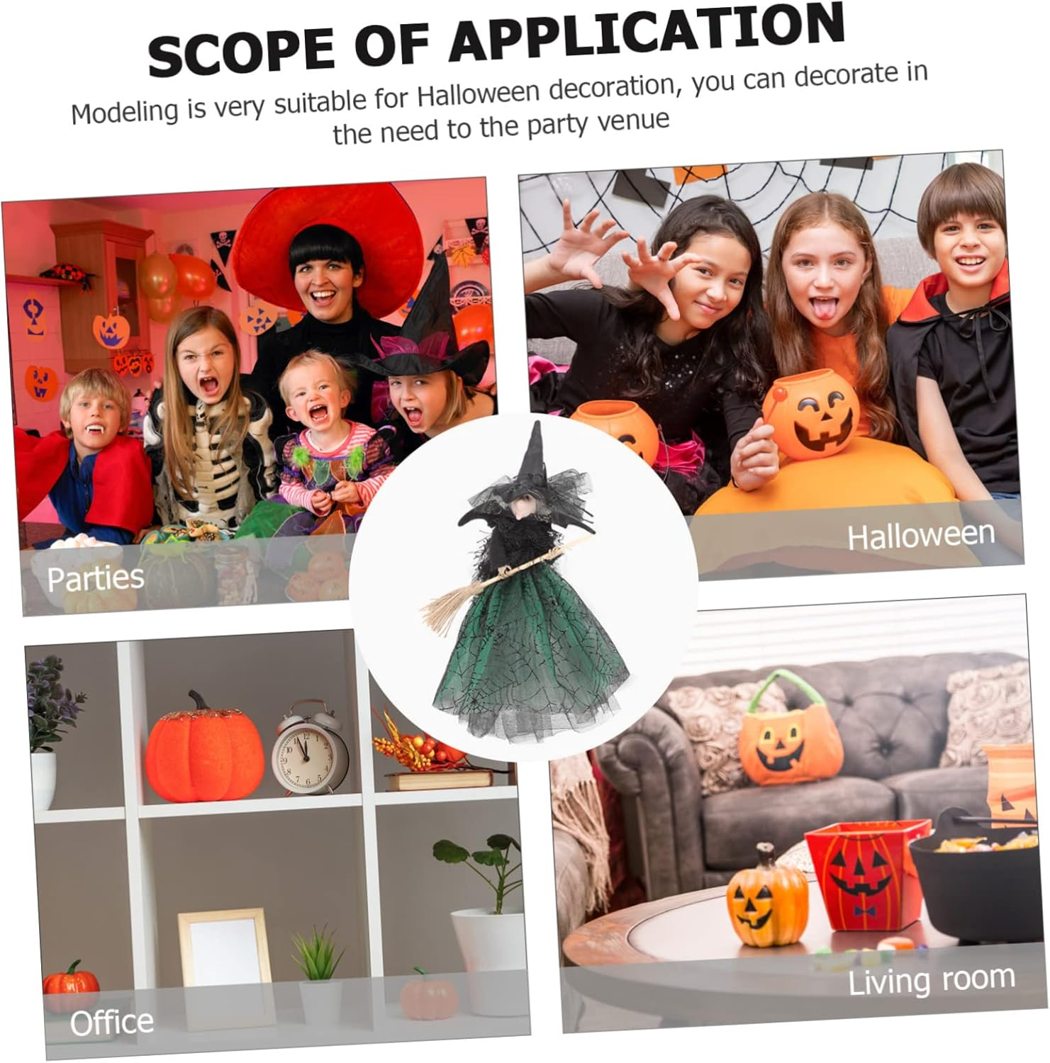 3Pcs Adorable Desktop Witch Figurine Decor for Halloween Festival and Home Display Delicate Witch Doll for Tabletop Decorative Use image number 6