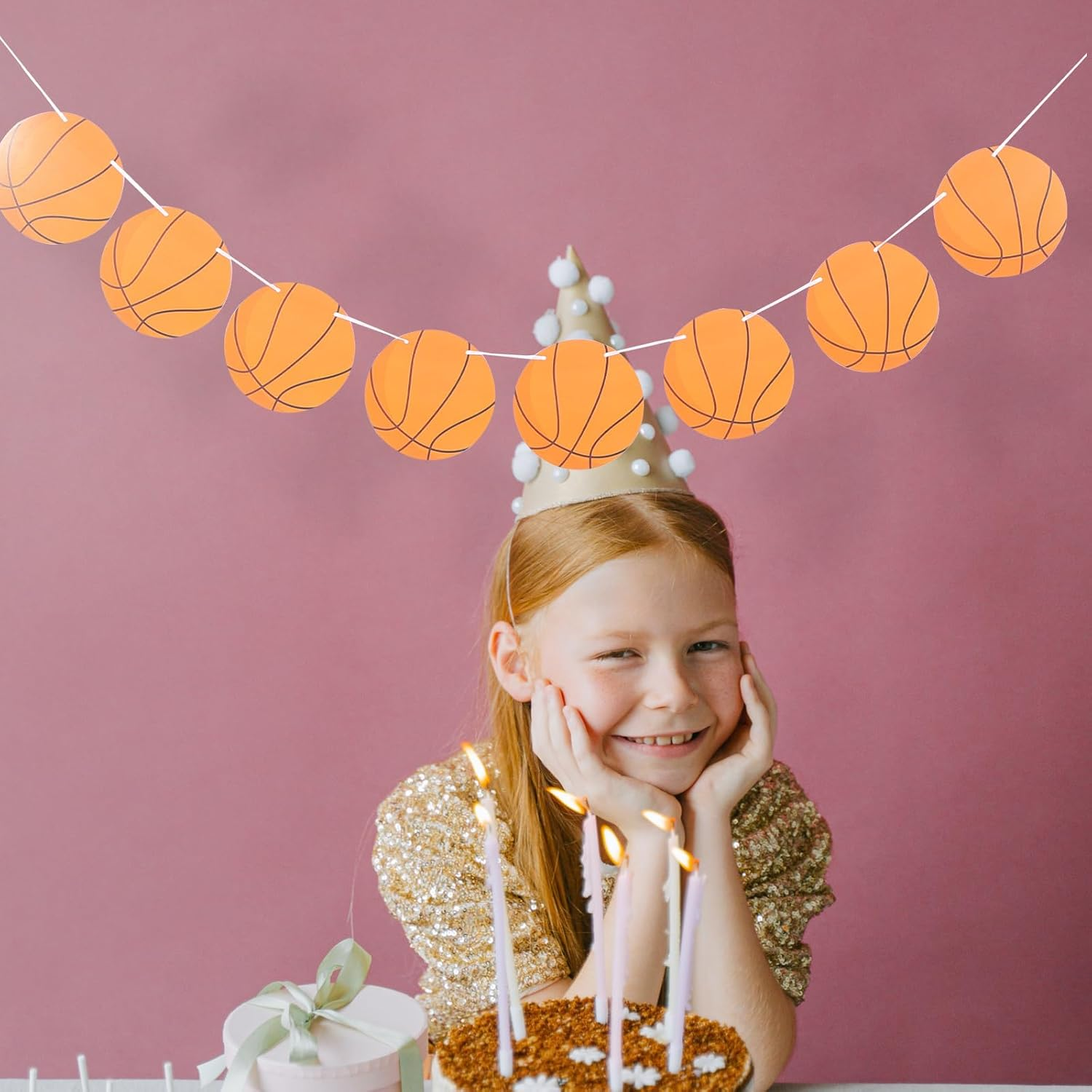 TOVINANNA Basketball Decorative Flag - 5Pcs Hanging Basketball Party Decorations for Birthday Sport Theme Banner Paper Garland for Kids Celebration image number 2