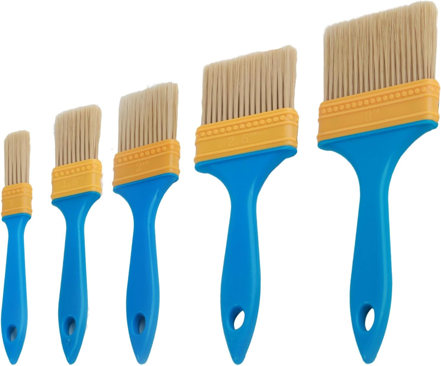 Paint Brushes - 5 PCS Flat and Angle, Paint Brush for All Latex and Oil Paints & Stains - Home Improvement - Interior & Exterior Use Paint Brush