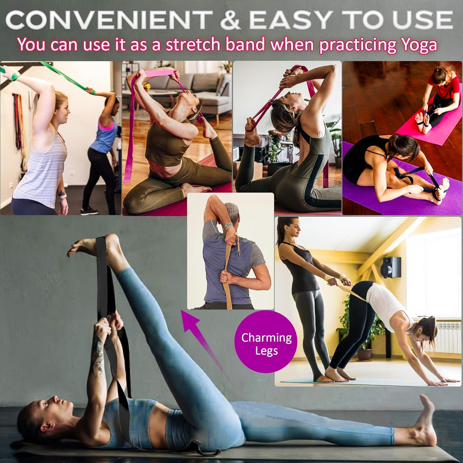 Yoga Mat Carry Strap - Conveniently Carry Your Yoga Mat Anywhere with Cotton Yoga Mat Strap - Multipurpose Lightweight Adjustable Loops for All Mat Sizes and Easy to Use Yoga Mat Sling and Holder image number 3