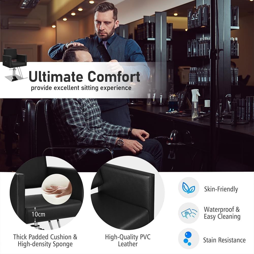 ALSTON Barber Chair 360&deg; Swivel Salon Seat with Foot Rest, Hydraulic Height Adjustable Styling Spa Seat for Hairdressing, Beauty, Tattoo, Max Load 200KG image number 6