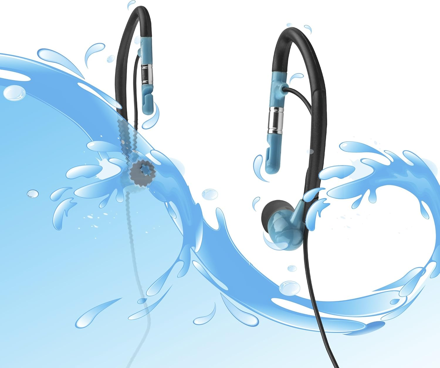 ELBE AU-009-DEP &ndash; Water Resistant Sports In-Ear Headphones &ndash; Black and Blue image number 4