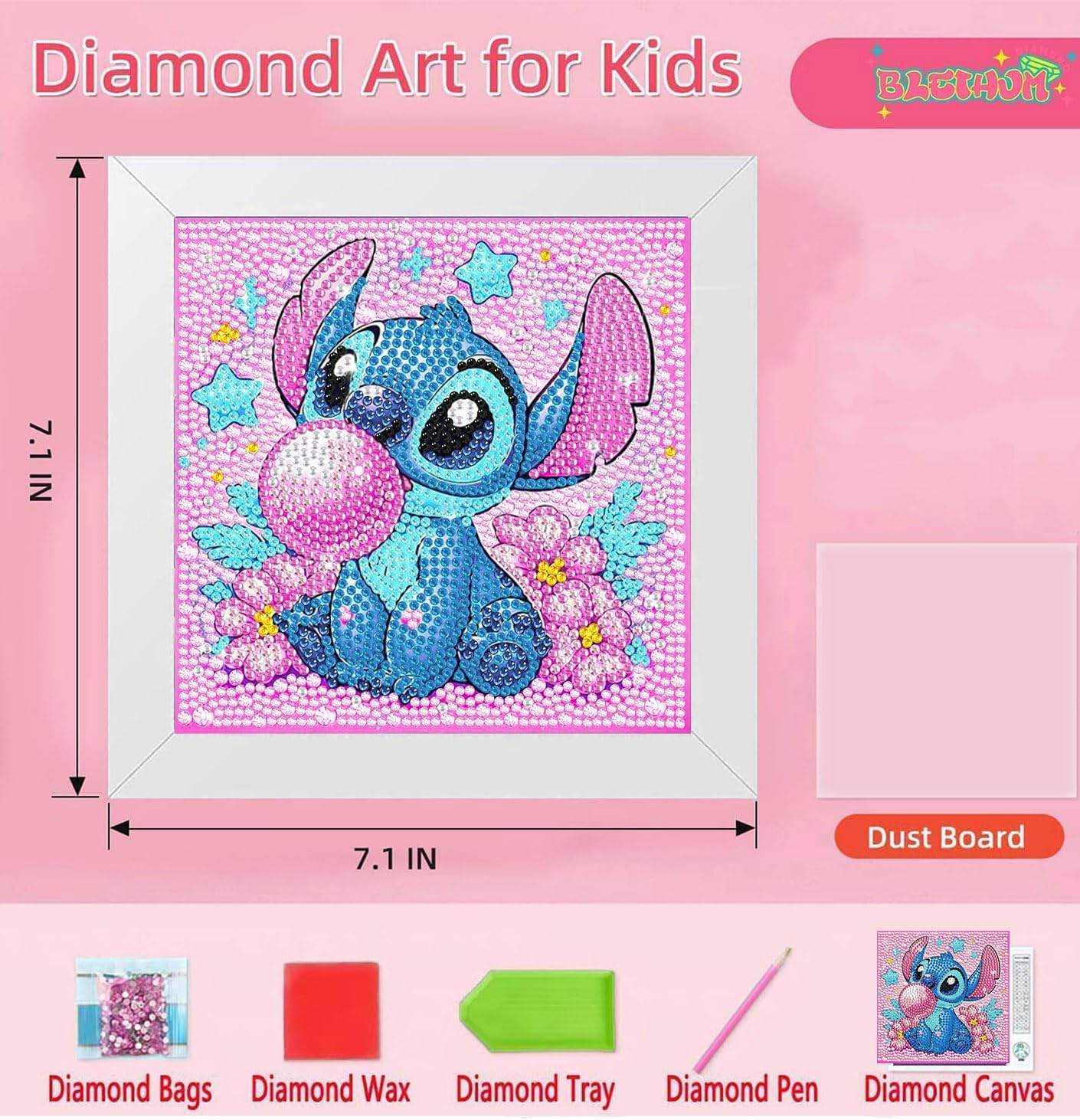 Cdsnxore Diamond Art Kits Adults with Wooden Frame Easy - Stitch Diamond Painting Kits,Mini Diamond Art Painting for Home Wall Decor(7X7 Inch) (Blue)