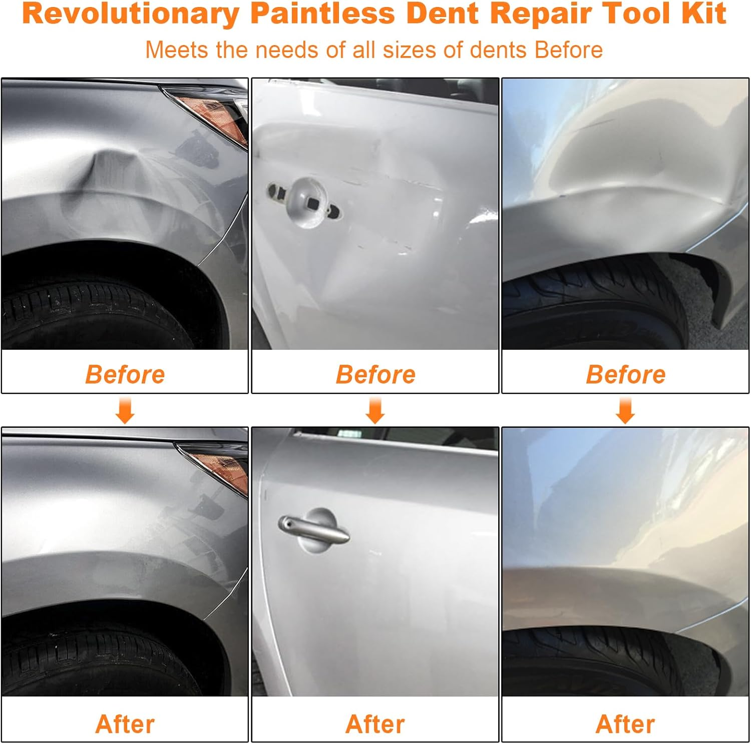 97Pcs Dent Puller Kit, Paintless Dent Removal Kit for Dent Repair, Car Dent Repair Kit with Golden Lifter, Bridge Puller, Slide Hammer T-Bar, Car Dent Puller for Car Refrigerator Door Ding Repair image number 2