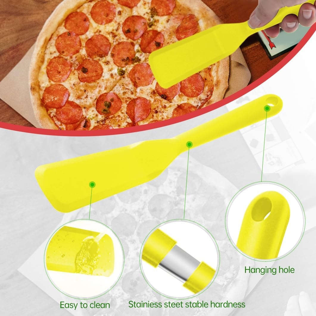 2 Pack Silicone Thin Omelet Turner, Heat Resistant Long Crepe Spatulas for Nonstick Cookware, Pancake Spatula for Egg Cake Pizza Steak Omelet Crepes (Yellow) image number 1