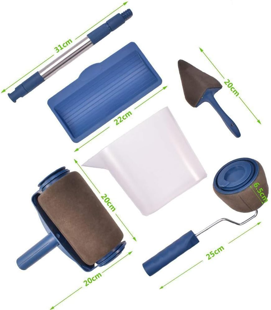 7Pcs Professional Paints Roller Set with Edger and Tray, Paint Roller DIY Wall Painting Brushes Set, Non Drip Painting Roller and Tank Kit, Paint Rollers with Tank for Walls, Ceilings image number 6