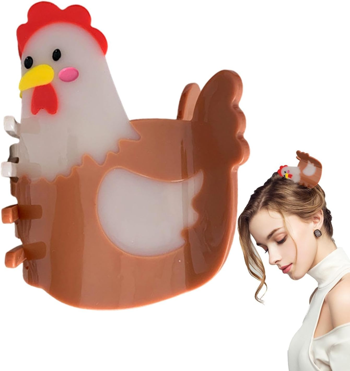 Hen Hair Claw Clips - Cute Animal Hair Clip - Animal Barrettes for Girls, Big Claw Barrettes Fashion Clamp for Women